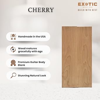 Exotic Wood Zone |American Black Cherry Electric/Bass Guitar Luthier Tonewood Body Blank | 21 x 15 x 2 - 3 Piece