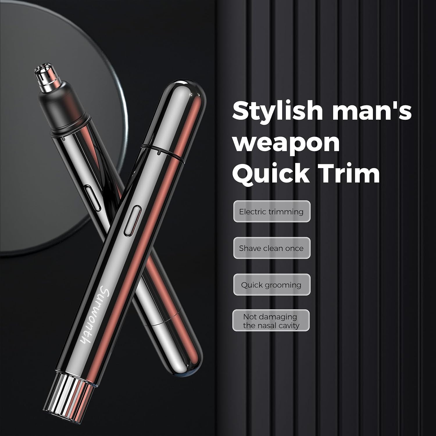 Battery Personal Trimmer for Hygienic Grooming with for Eyebrows, Neckline, Nose, Ears, & Other Detailing Rechargeable