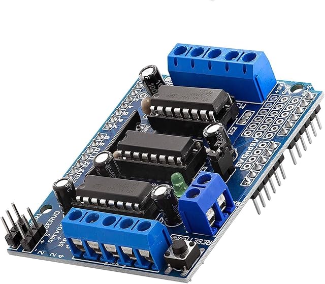 AZDelivery L293D Motor Driver Shield, 4-Channel Motor Driver Shield, Stepper Motor, Stepper Expansion Board compatible with Arduino Including E-Book!