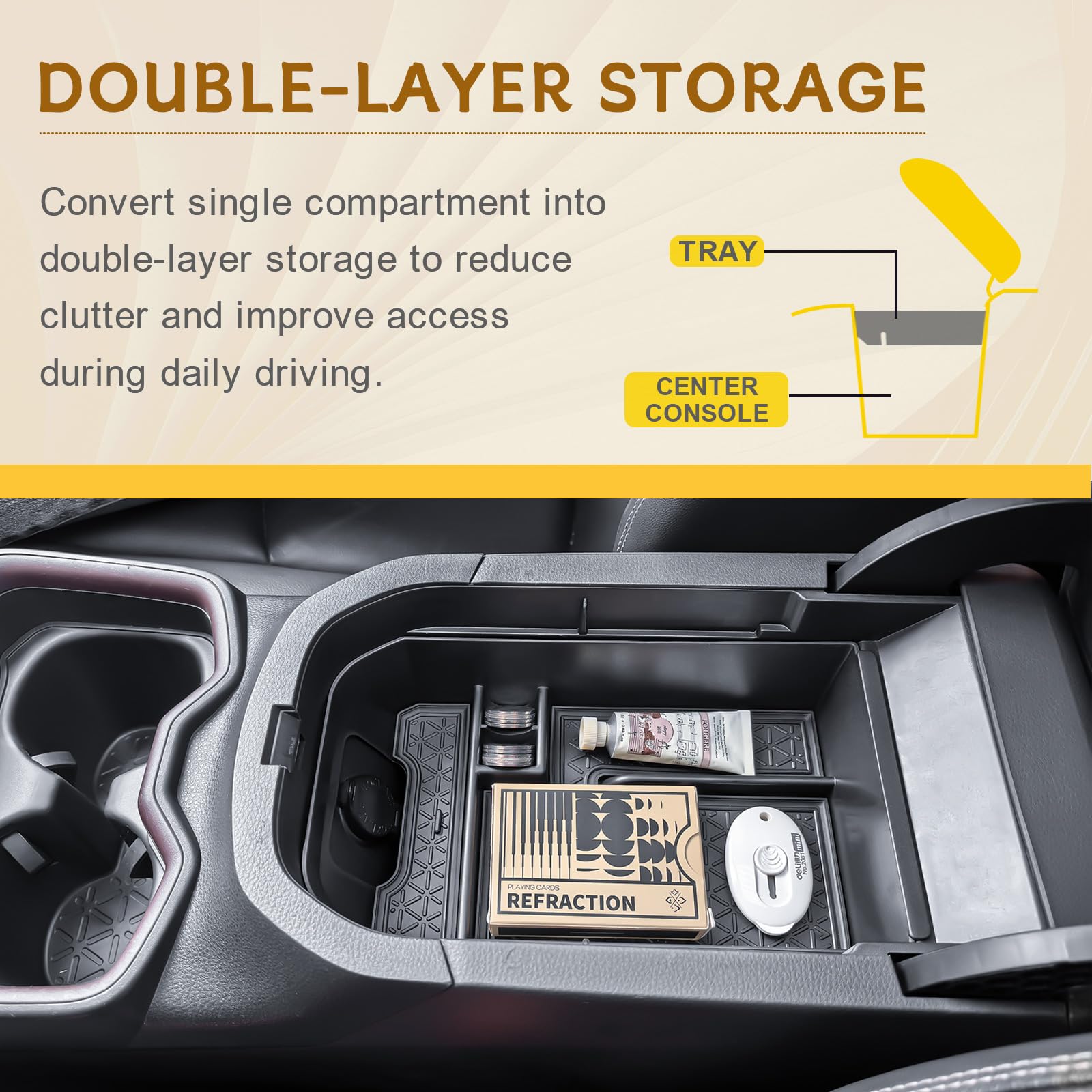 Taca organizera konsoli środkowej kompatybilna z akcesoriami Toyota RAV4 2025 2024 2023 2022 2021 2020 2019 i Prime 2021-2025, 2 szt., przegroda zmiany biegów, podłokietnik, wytrzymała wkładka