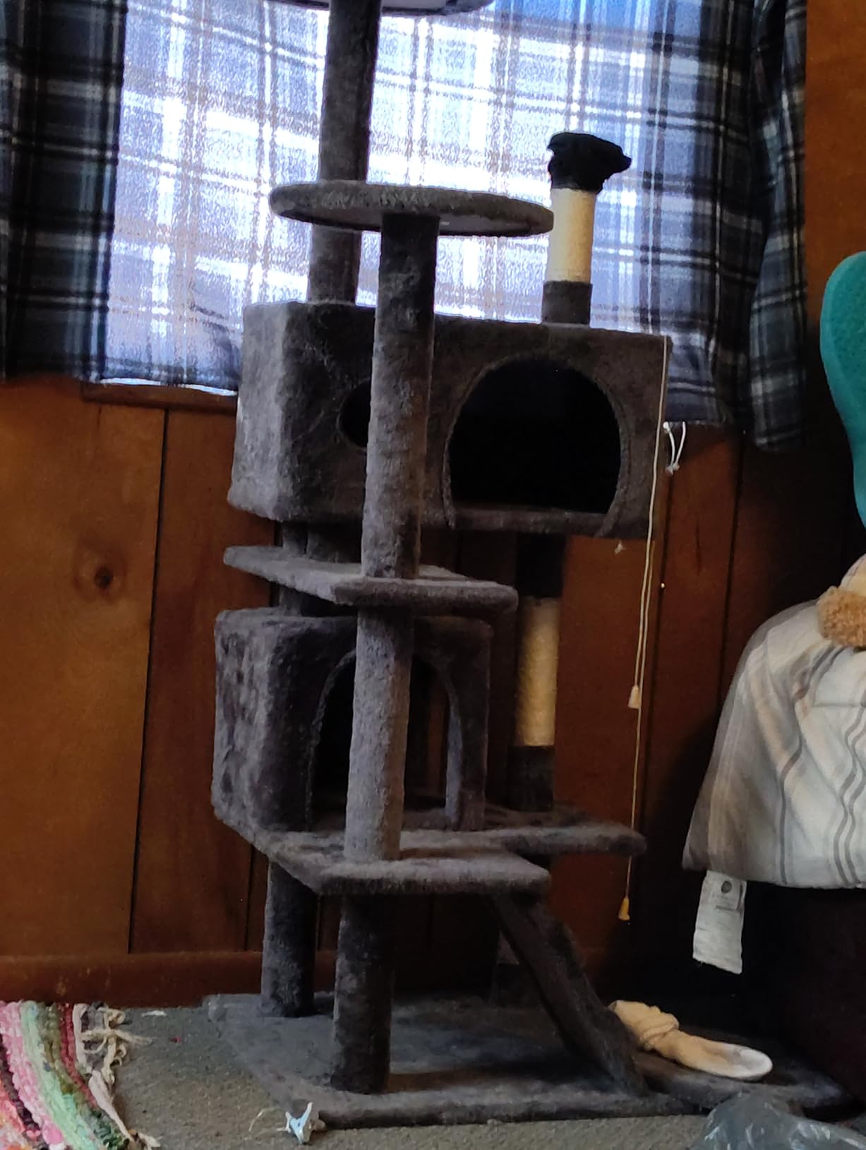 FDW Cat Tree 54in Cat Tower Multi-Level Durable Cat Scratching Post & Cozy Fun Cat Jumping Platform Space Saving Cat Condo Pet Play House for Indoor Cats,Dark Gray photo review