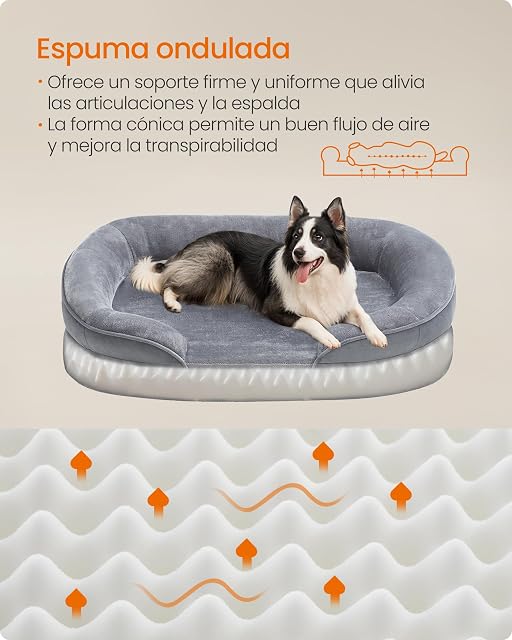 Foto 3 de 7 de Feandrea Cama para Perros Grandes, 91 x 68 x 18 cm, Ortopédica, Espuma de Nido de Abeja