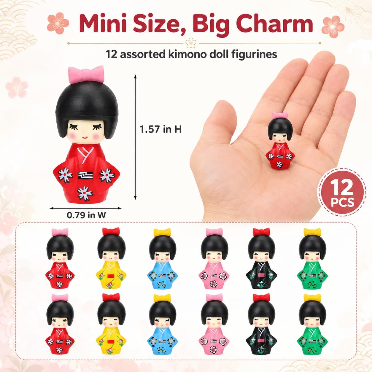 IMIKEYA 12Pcs Japanese Kimono Dolls Resin Miniature Kimono Ornament Figurines - Asian Geisha Decor for Home Table Party Favor Fairy Garden Decoration image 2