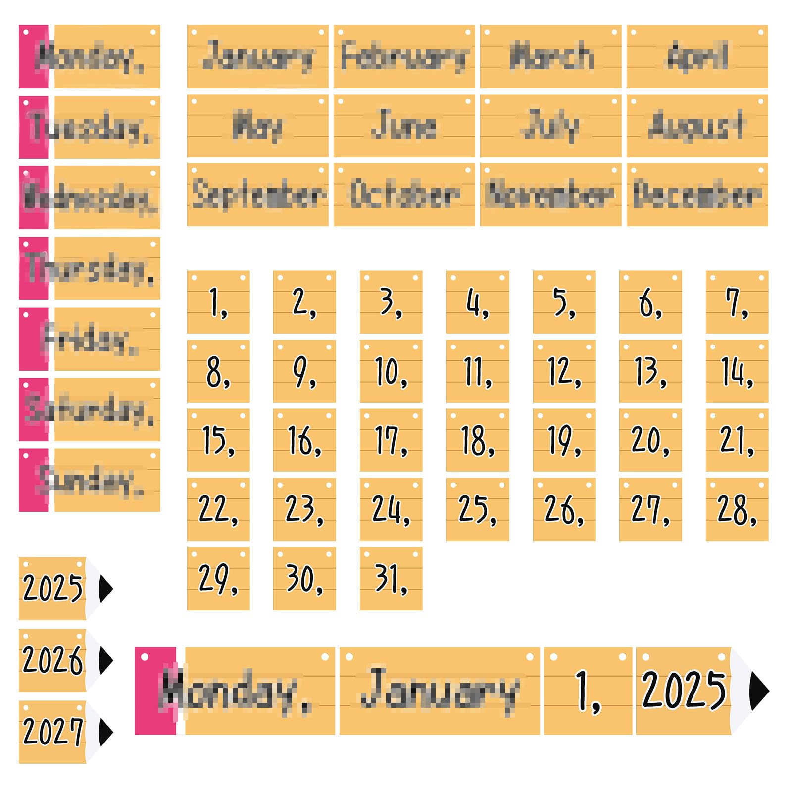 Amazon.com: Gilprop 53 Pieces Calendar Bulletin Board Set Pencil