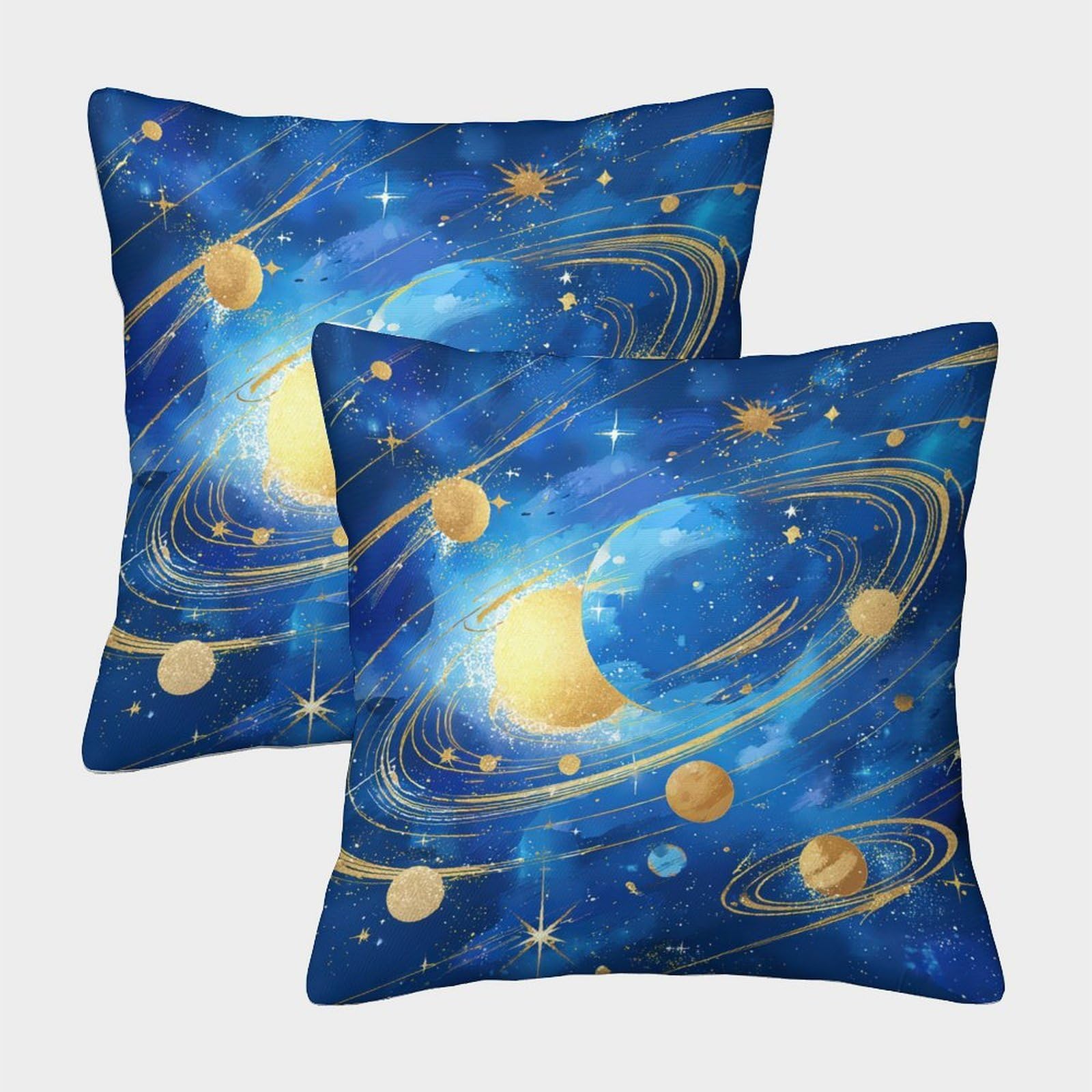 QFVANSIYO Galaxy Inspired 3D Printed Microfiber Pillowcase for Bedroom Décor, Universe Planets Pillow Cover, Soft Breathable for Adults, Teens 45x45cm