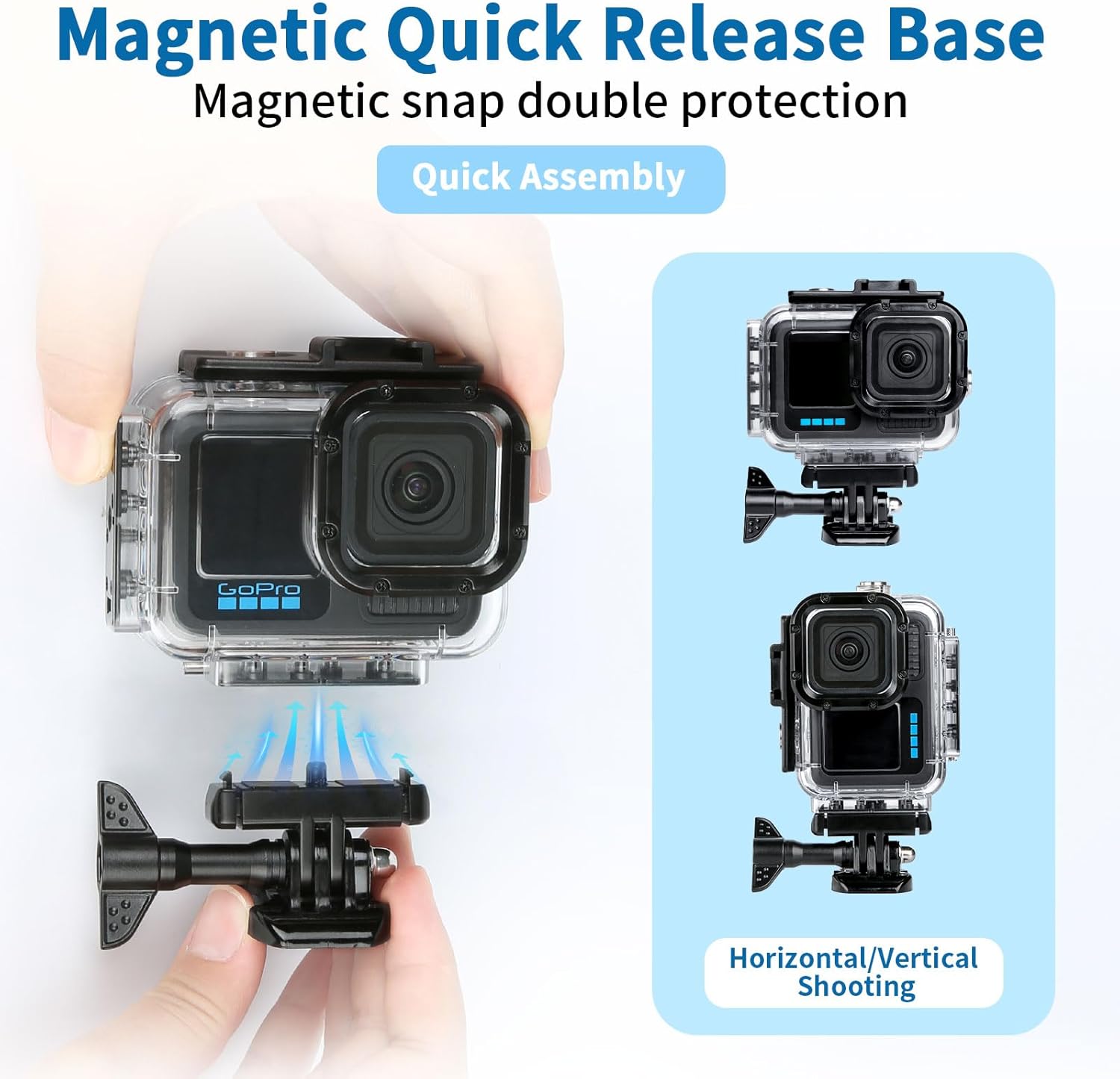 Waterproof Diving Housing for GoPro HERO13/12/11/10/9 Black - 196FT/60M Underwater Case with Magnetic Latch Mount, Protective Underwater Diving Housing Shell Accessories