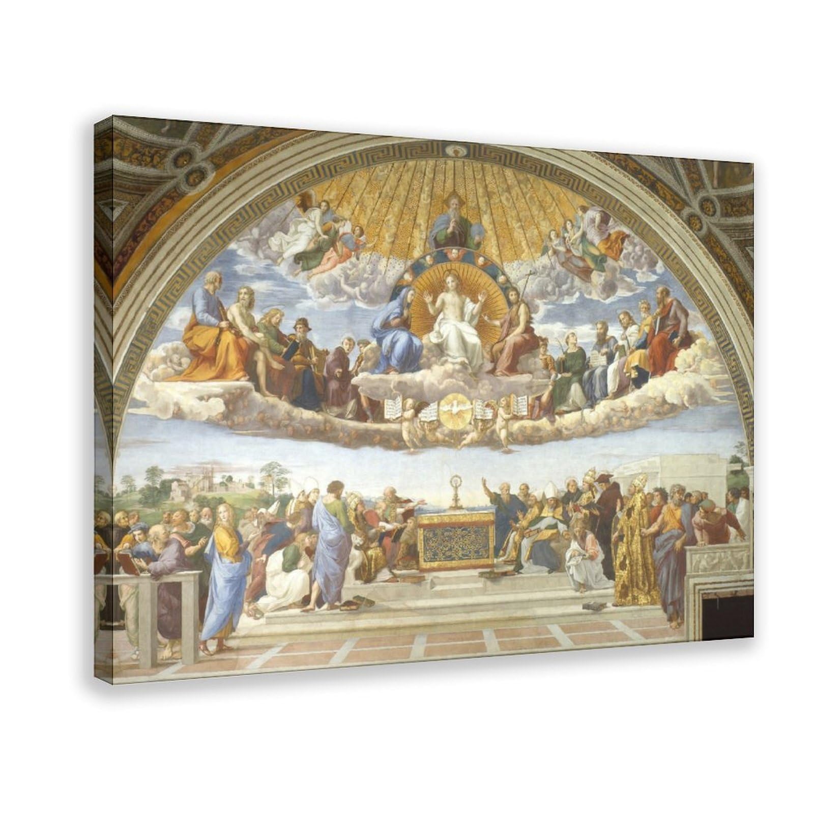 WCYB Disputation of The Holy Sacrament 1510 by Raphael Posters Prints Canvas Deco Paintings Wall Art Hangable Frame 8" L X 12" W