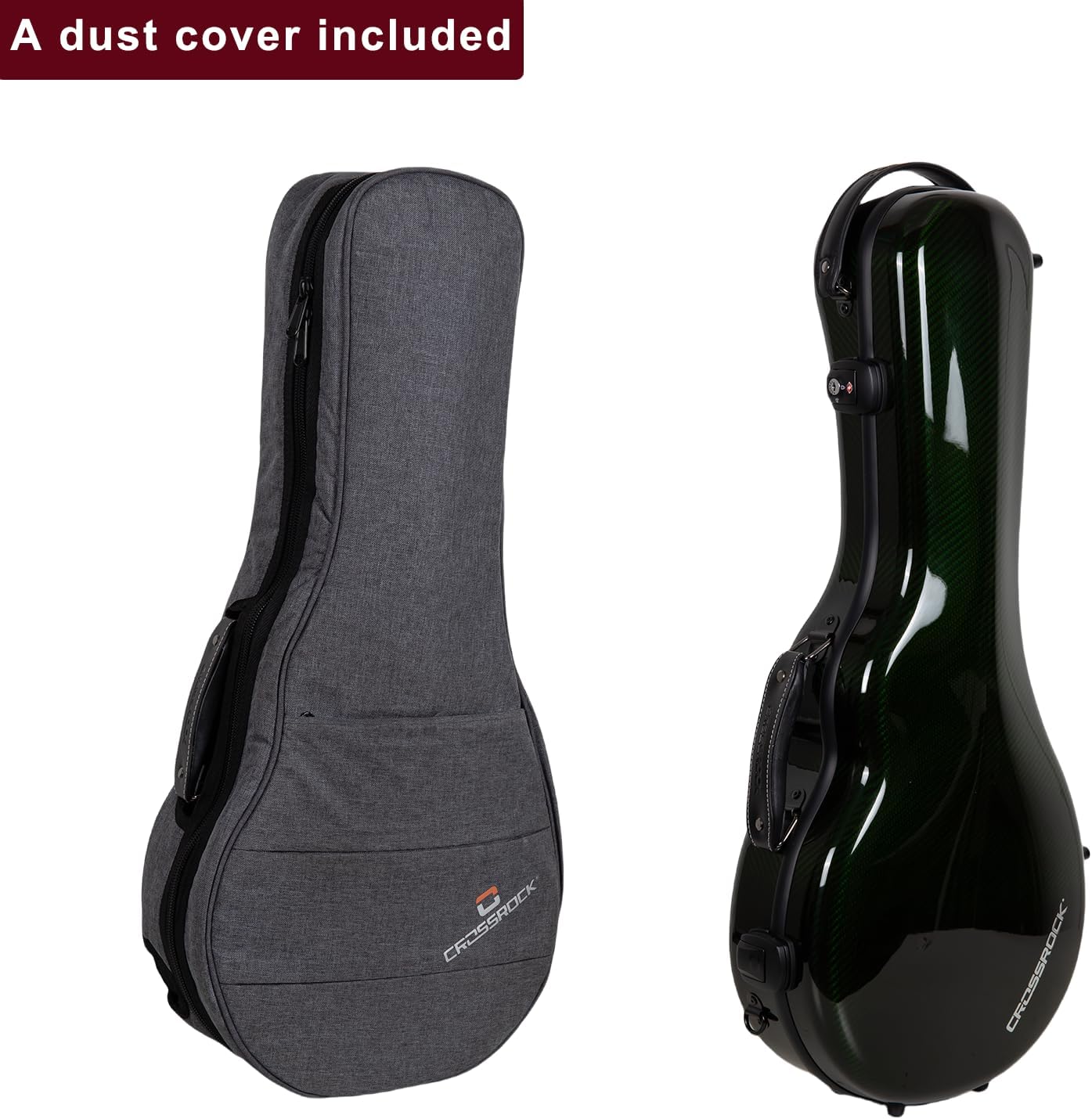 Crossrock Air Carbon Mandolin Case for F-Style (Fits Gibson F5) | Gloss 3K Carbon Weave Finish in Racing Green, TSA Lock, Backpack Straps, Dust Cover – Elite Flight Case