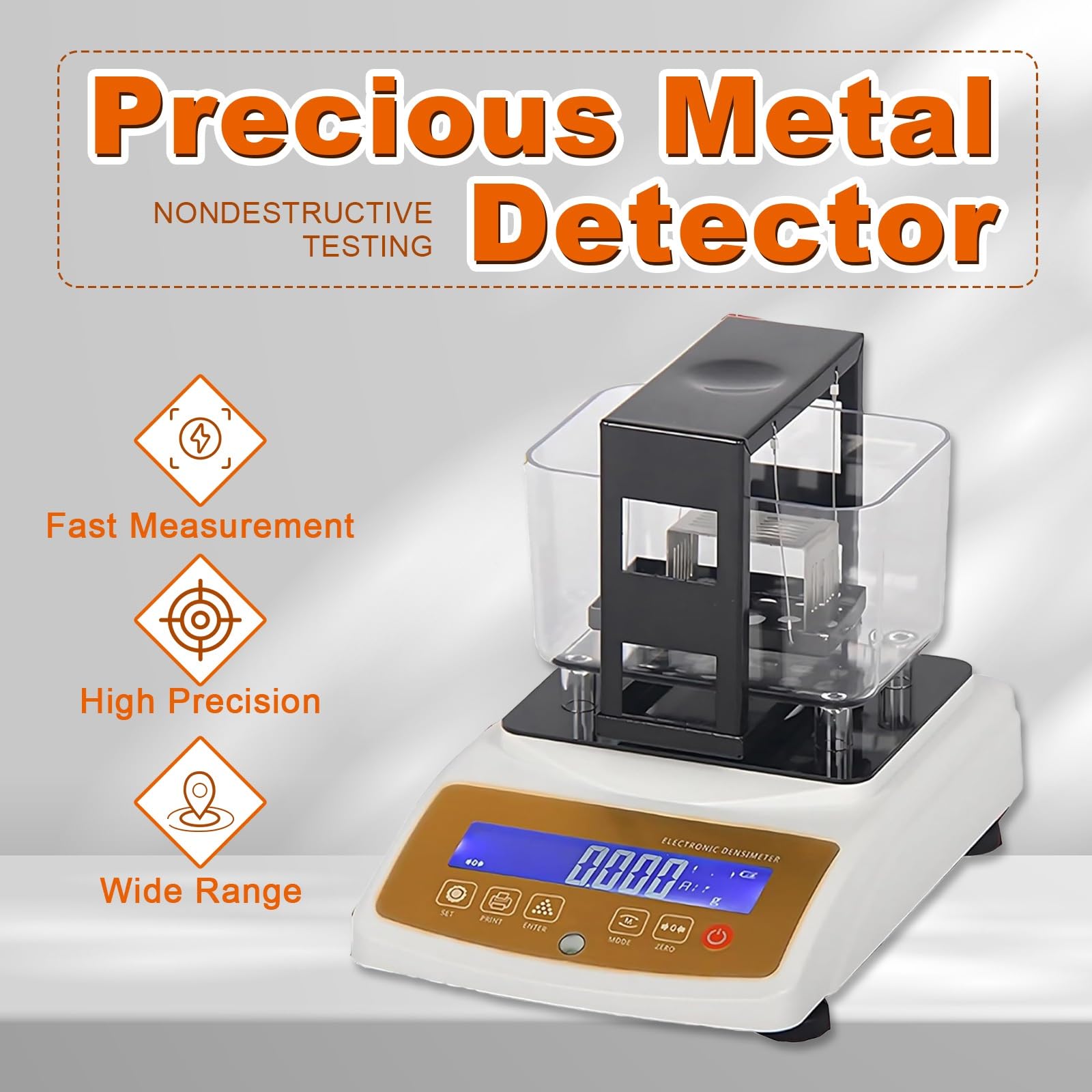 Goldanalysegerät Goldprüfmaschine, Dichteauflösung 0.0001 g/cm³, Präzision 0,001 g Für Edelmetallprüfung Und Schmuck Analysegerät Für Gold Silber Platin Palladium(Shop-120g)