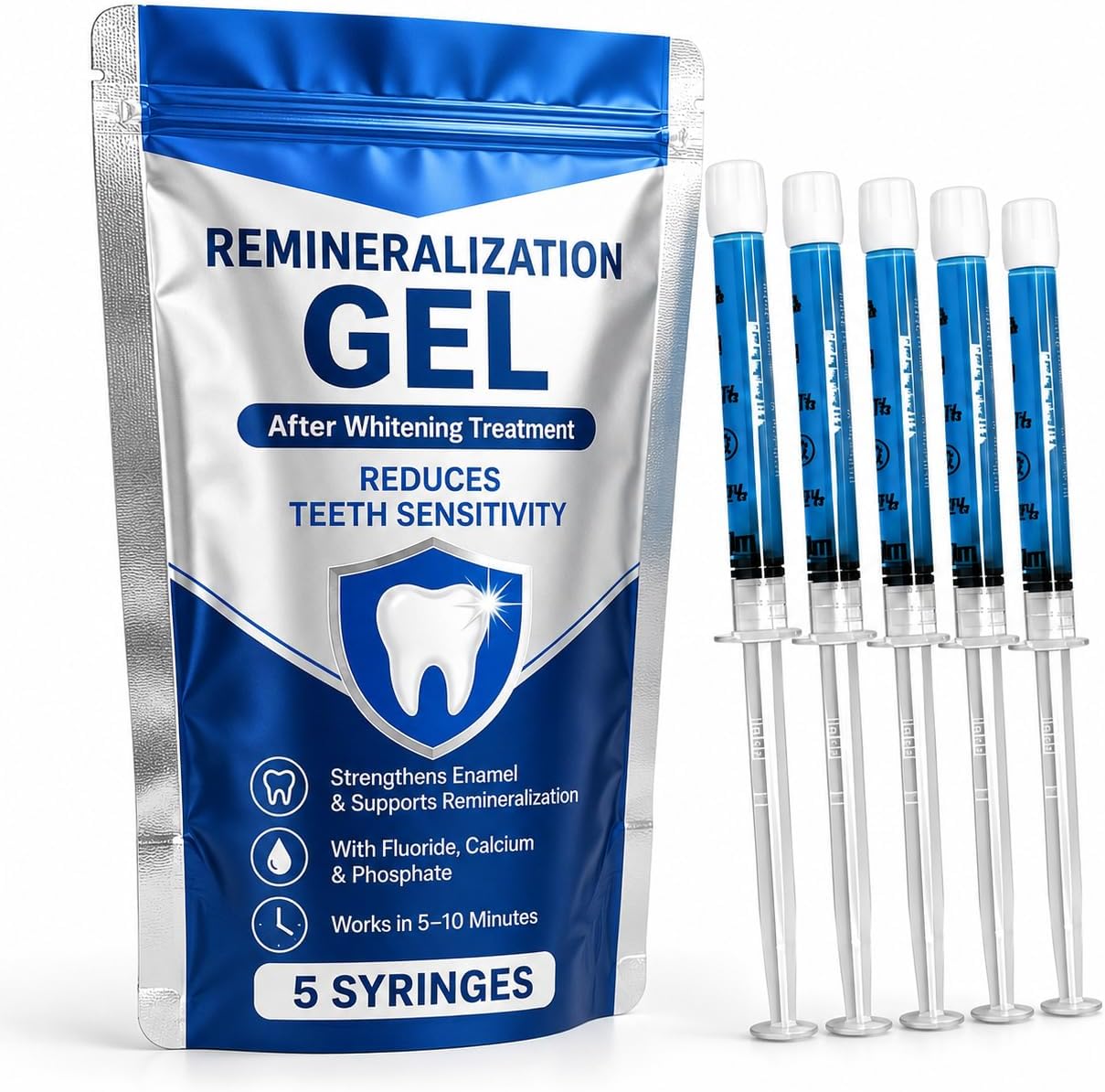 Remineralization Gel - 5 Syringes of Gel. Remineralizing and Reduces Teeth Sensitivity After Teeth Whitening Treatment