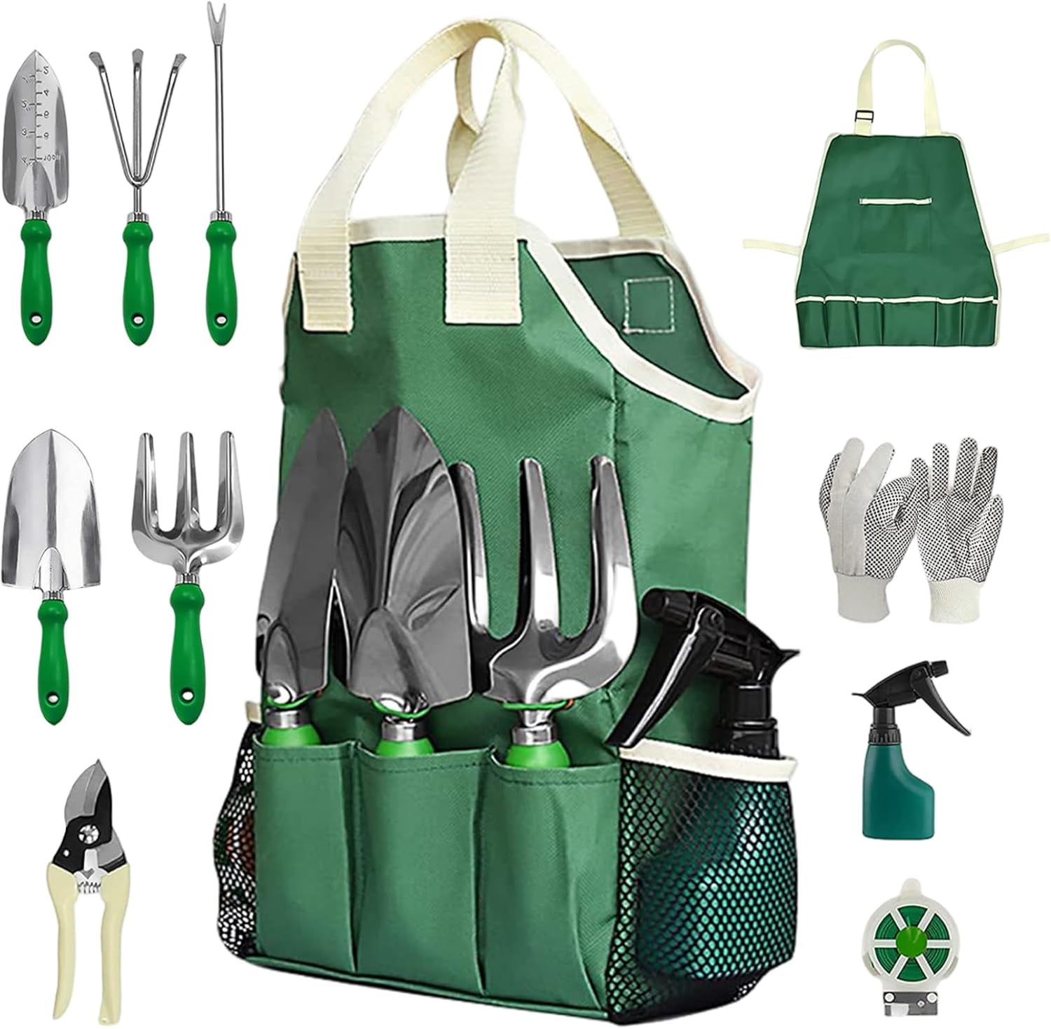 11PCS Gardening Tool Set Heavy Duty Stainless Steel Garden Tool Set with Handbag Gardening Hand Tools for Adults and Kids..