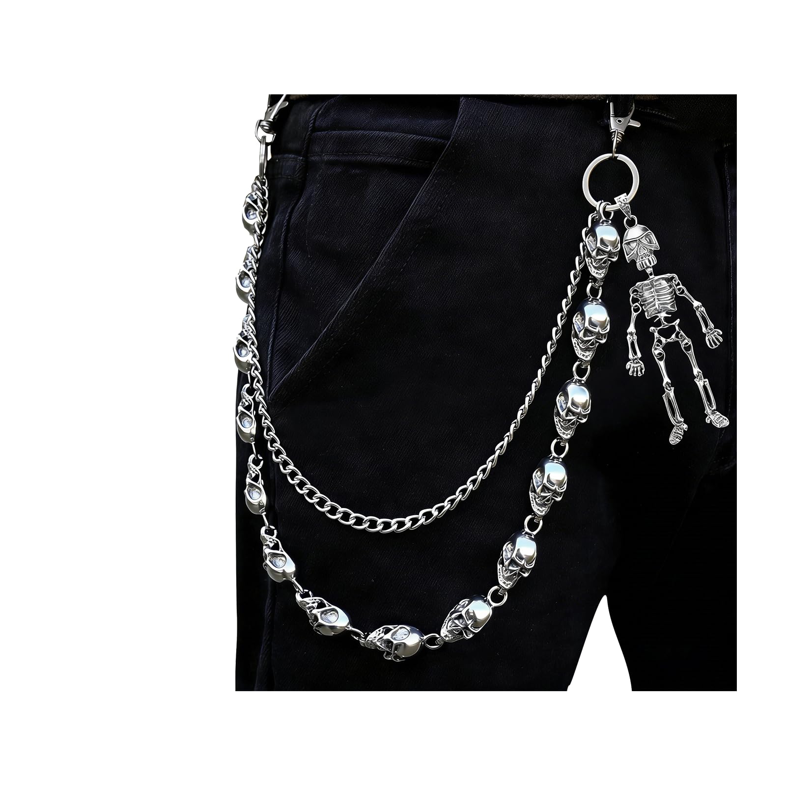 Pants Chain for Men Women,Wallet Chain Skull Belt Chains for Pants Women Men,Punk Trousers Goth Belt Pant Chains for Jeans-image-33