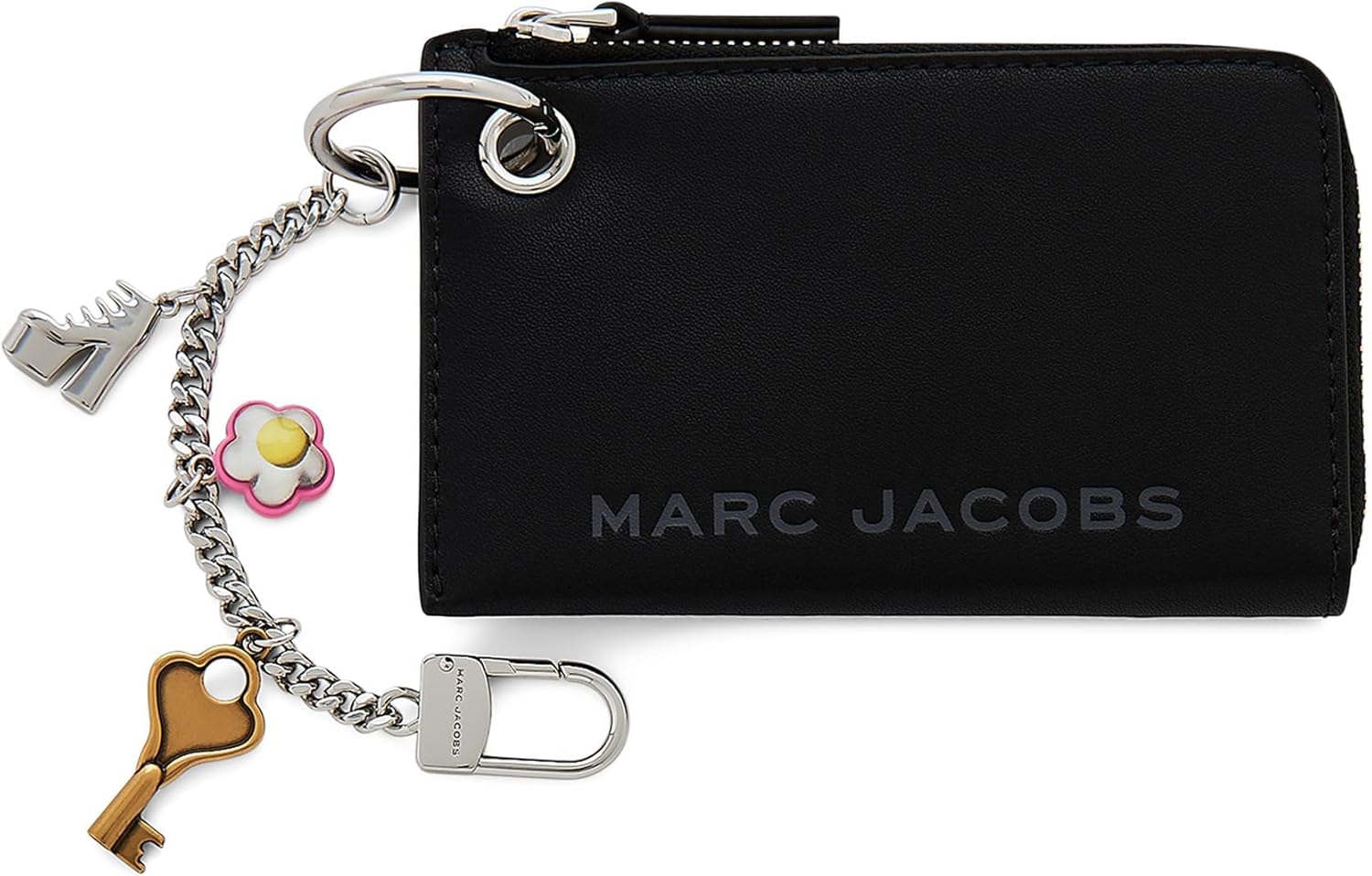 Marc Jacobs The Charm Top Zip Wallet - Leather Construction - Zippered Closure - Stylish Charm Details Black One Size One Size