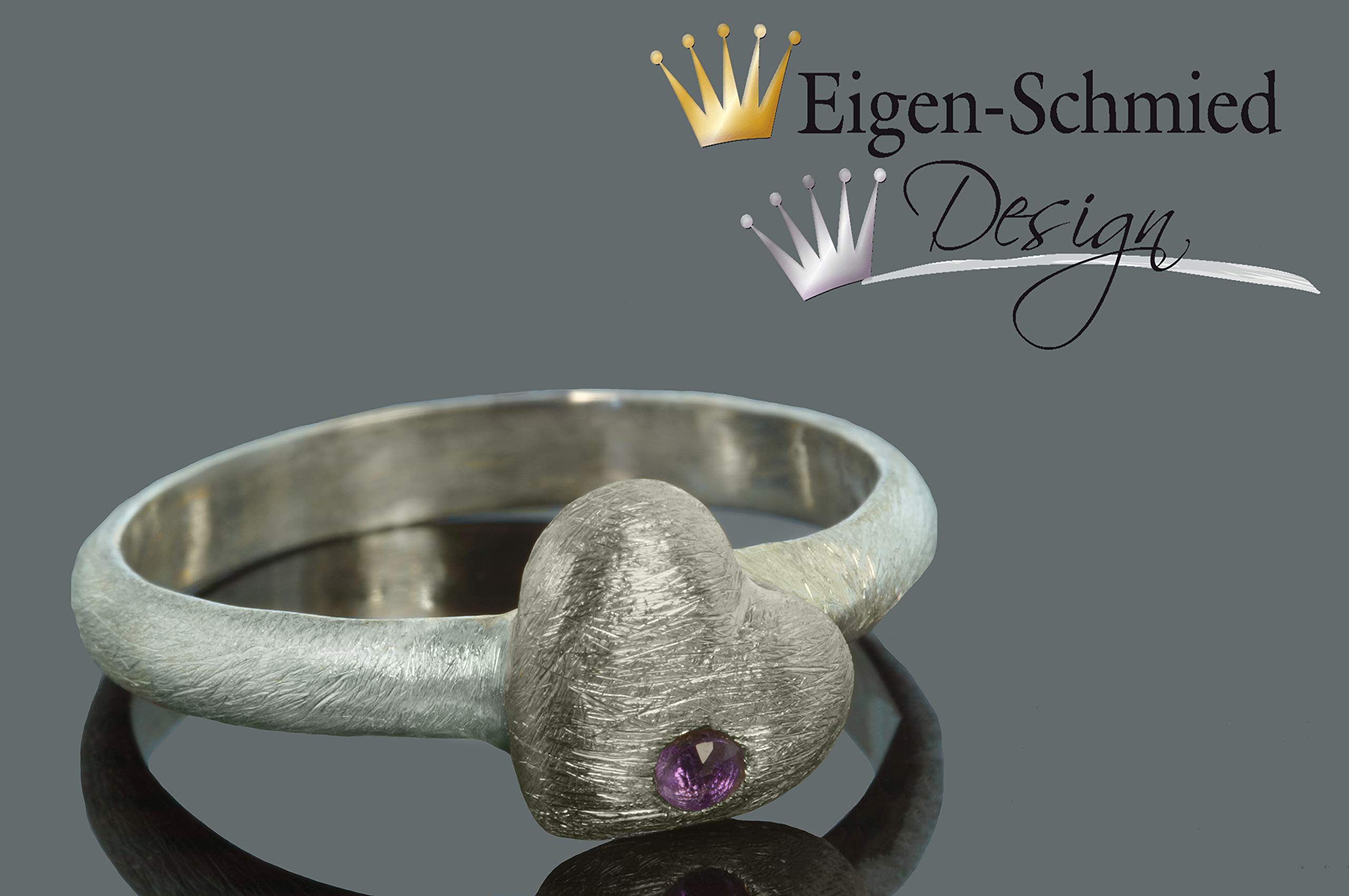 Handgefertigter 925 Silbering mit Herz, Verlobungsring