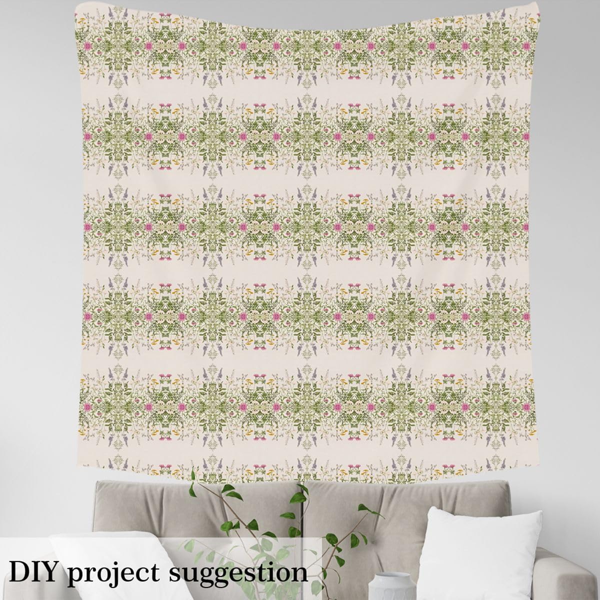 Leaves Upholstery Fabric, Wildflower Fabric by The Yard, Spring Botanical Nature Decorative Fabric for Upholstery and Home Accents, Watercolor Farmhouse Sewing Outdoor Fabric, Green Pink, 5 Yards