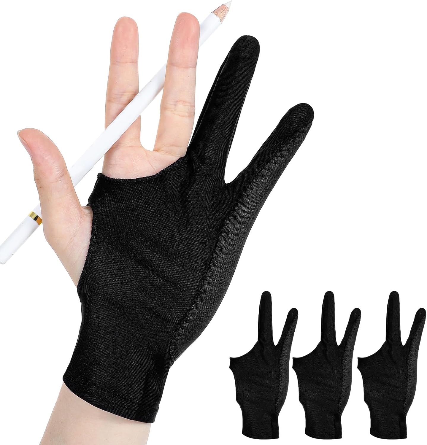 4pcs Artist Glove for Drawing Tablet, Drawing Glove Right Hand,Nylon Spandex Tablets Gloves, Artist Gloves For Draw Tablet, Suitable for Drawings Tablets, Paper Sketch,Black