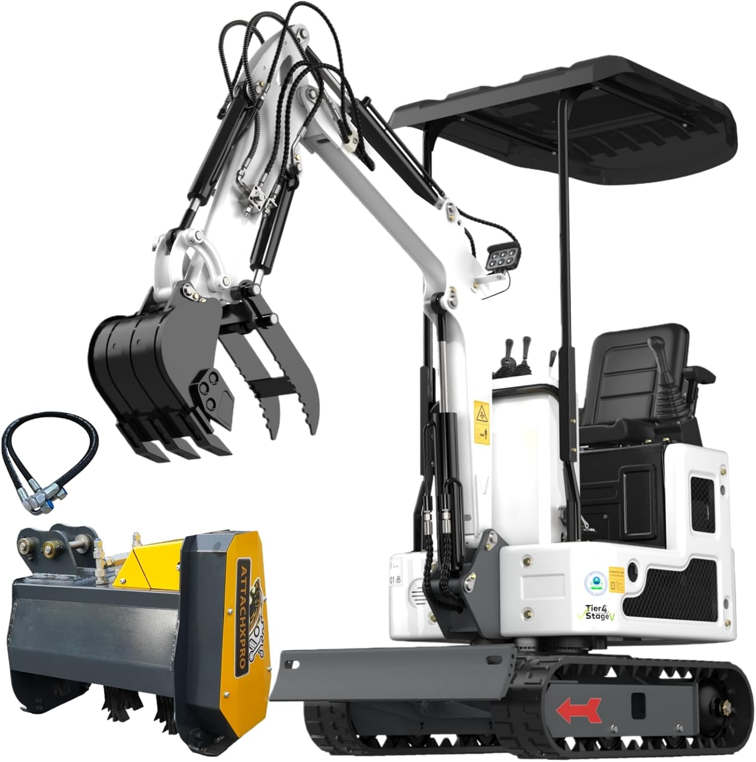 DS-15WPRO, 1.2 Ton New Pilot Control B&S Gasoline Mini Excavator, With Hydraulic Thumb Clamp, Attachments, Car cover, Lawn MowerWork for Occasions (DS-15WPRO+LAWN MOWER)