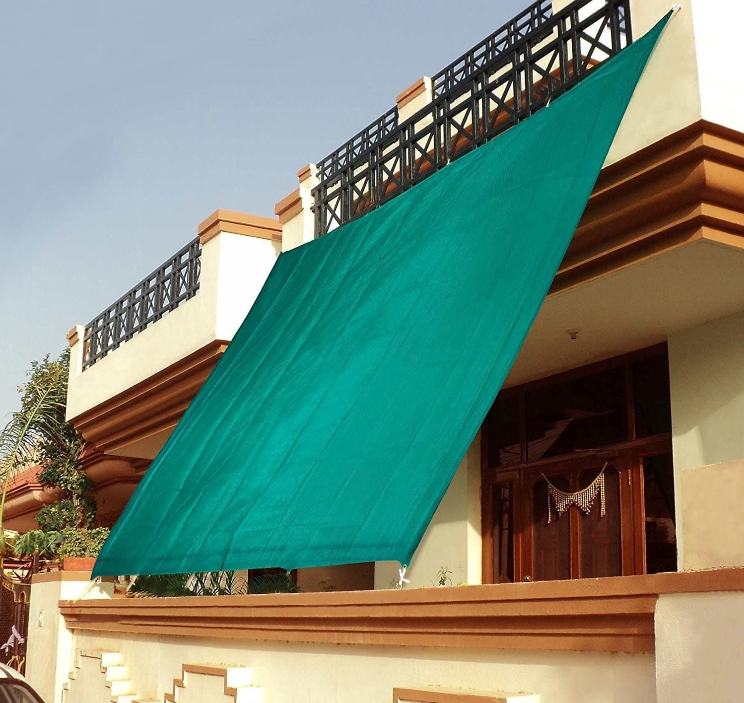 Kabir Collection 90% Shade Green Shade Net for Parking/Balcony/Garden - Stiched with Niwar and Kunde- 10 Ft X 10Ft