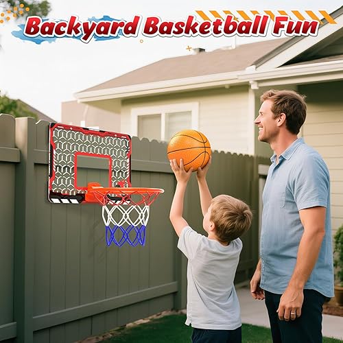 Miniatura 3 de EagleStone Mini aro de baloncesto para puerta y pared, borde plegable con 3 bolas y bomba, juego de juguete de baloncesto interior para niños y