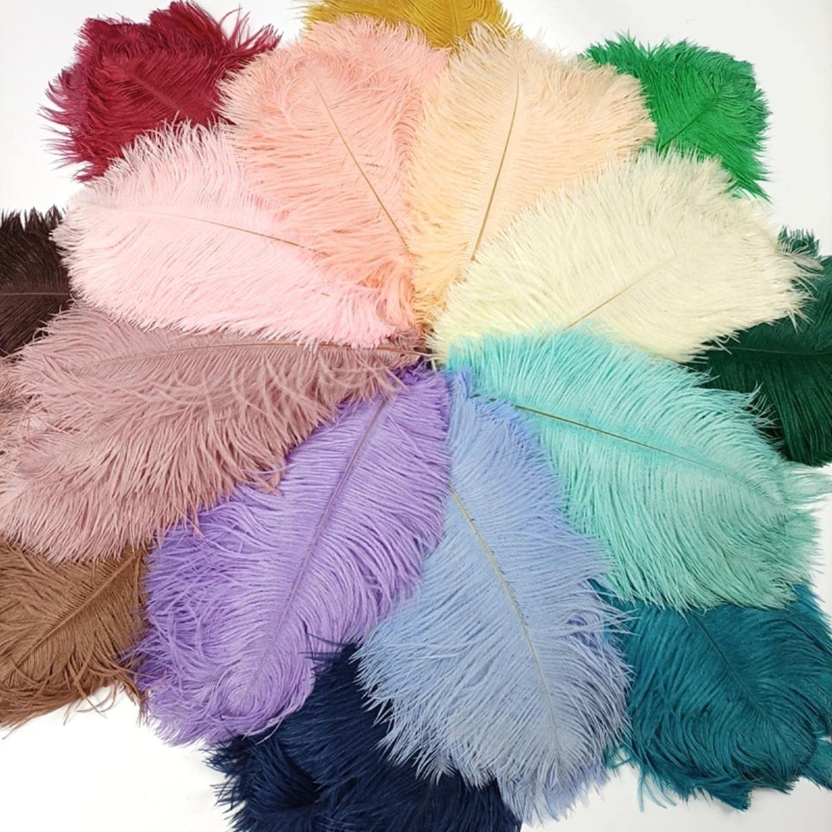 10 Stück farbige Straußenfedern zum Basteln, weiße große Straußenfedern, Dekor, Tischdekoration, Karneval, Hochzeit, Party, Dekoration, tiefes Seeblau, 50–55 cm, 20–22 Zoll
