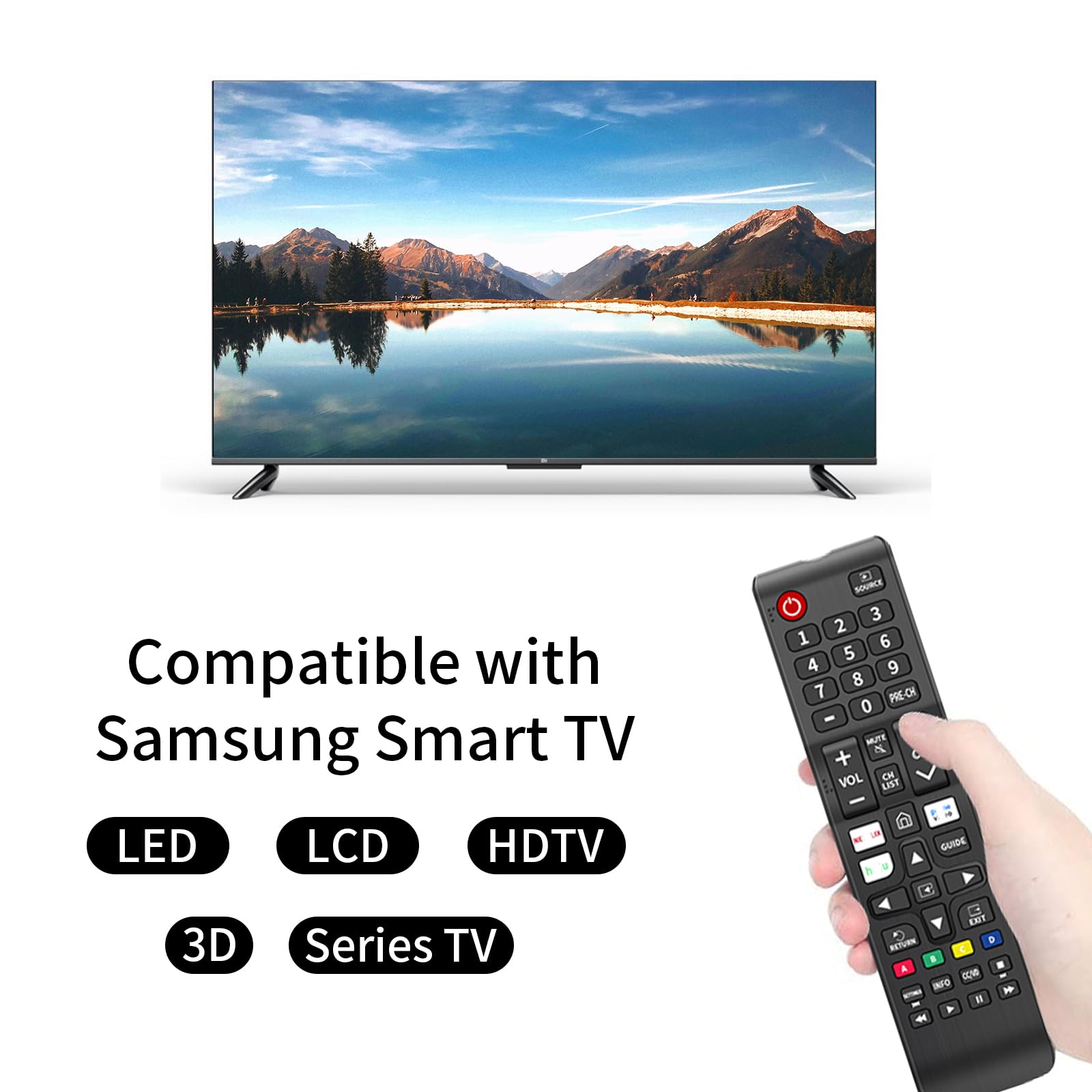 Mando a distancia de repuesto (3+3 paquetes) sin configuración para Samsung TV con funda protectora suave de silicona antipérdida, verde, rosa y morado, compatible con modelos de televisores
