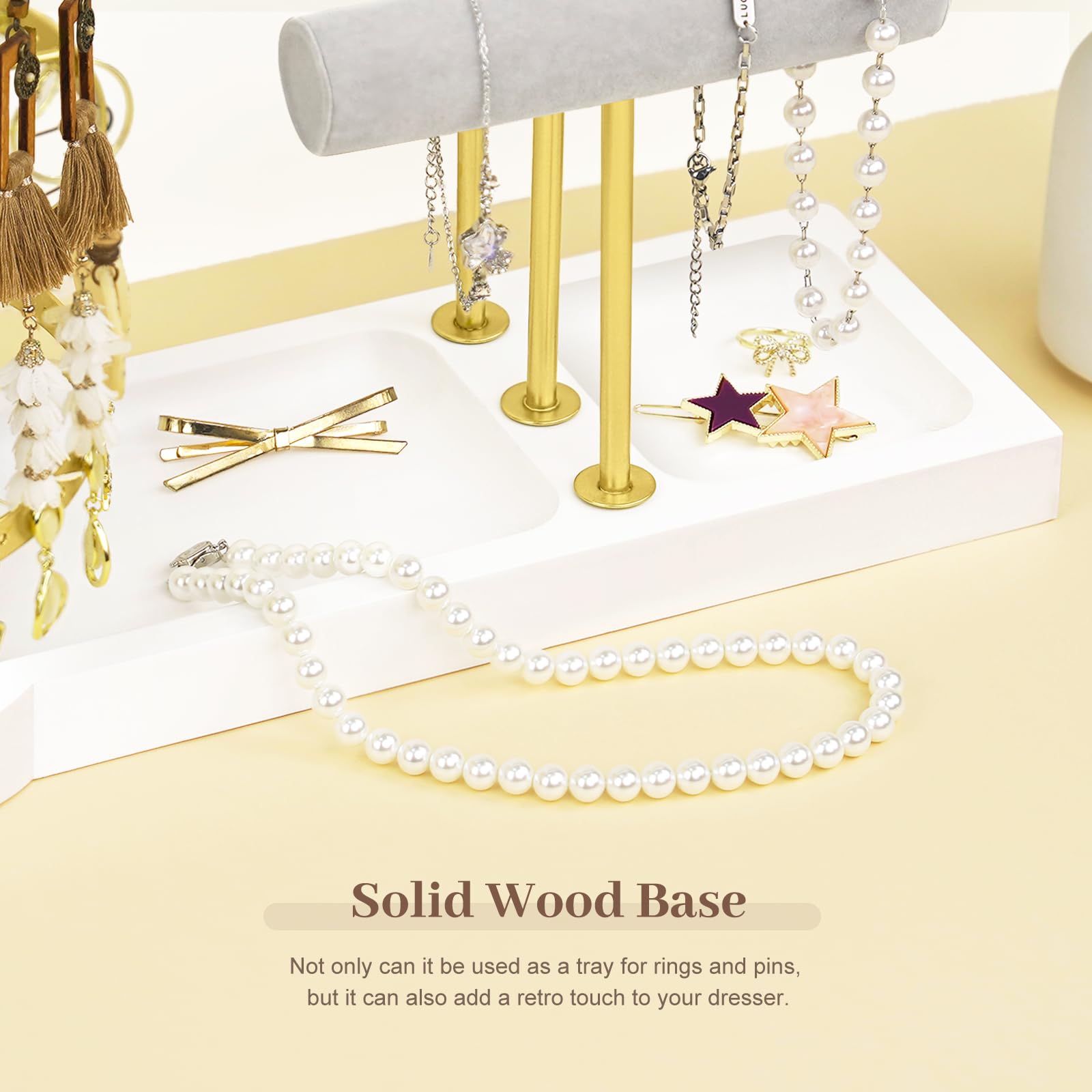 Schmuck-Organizer-Ständer, drehbarer Ohrring-Halter, Organizer, multifunktional, verstellbar, Halskettenhalter, Armband, Uhrenhalter für Schmuck, Ohrringe, Ringe (Gold)