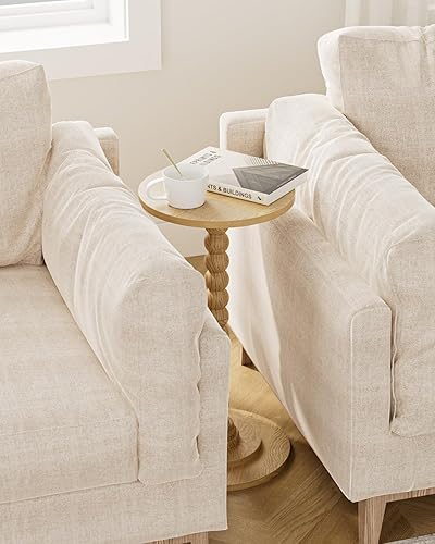 Miniatura 6 de Masupu Mesa auxiliar redonda, mesa auxiliar pequeña para espacios pequeños, mesa de bebida con pedestal con patas de madera maciza para sala de