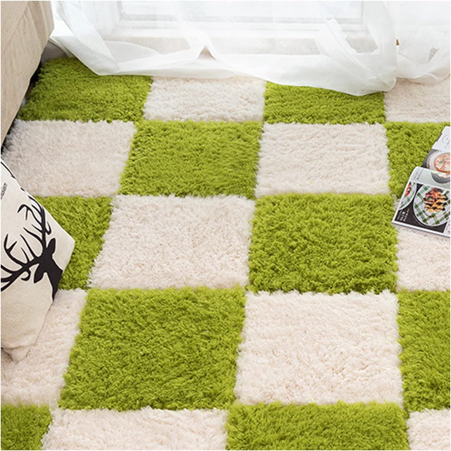16Pcs Interlocking Foam Carpet,Shaggy Soft Foam Play Mat