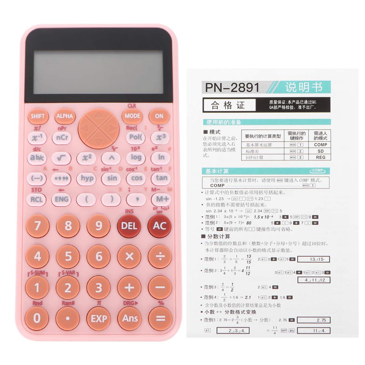 TOYANDONA Calculatrice Scientifique Calculatrice Graphique Affichage de Bureau Électronique Portable pour École Bureau Maison Rose