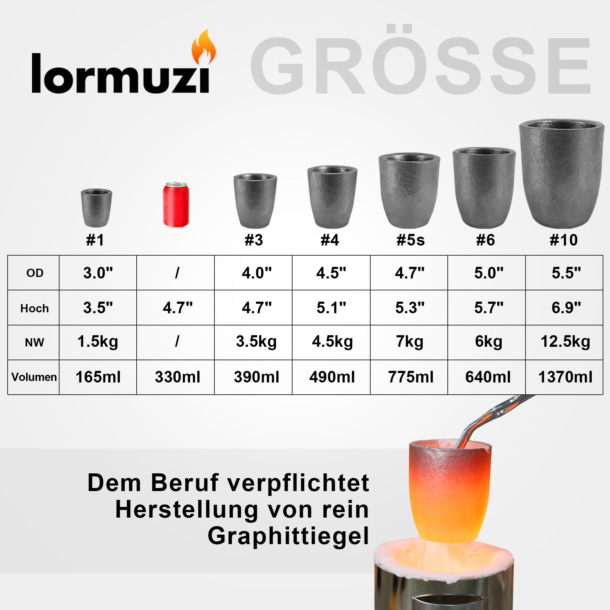 #5s (7kg) Graphite Crucible for Metal Melting Casting Refining Gold Silver Copper Brass Aluminum
