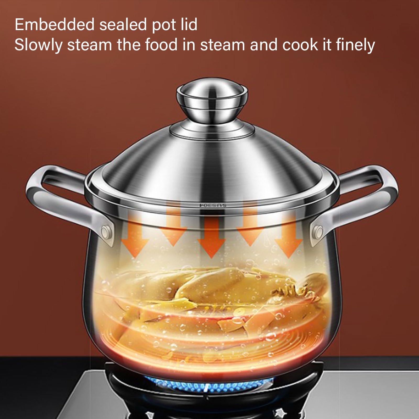 Funktionelle, induktionssichere Suppentöpfe, Suppentöpfe mit antihaftbeschichtetem Boden und Dampfschale Einmachen und Kochen Freien Suppentöpfe mit ergonomischem