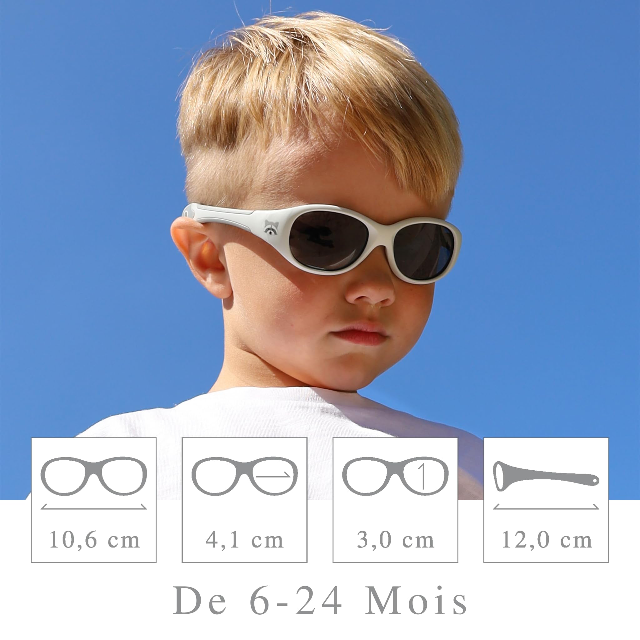 ActiveSol Lunettes de Soleil Bébé Safari, 0 – 24 Mois, protection UV 100%, polarisées, bandeau
