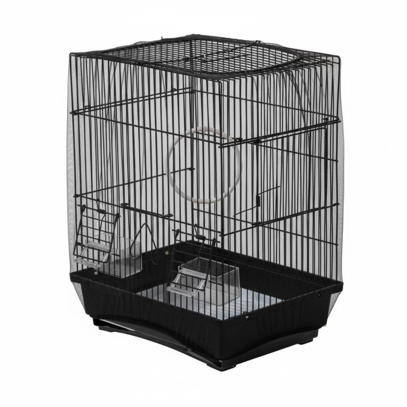 CALANDIS Bird Cage Net Cover Reduces Mess Bird Cage Skirt Stretchable Design Birdcage Skirt Mesh Netting Black XL | Cages | Bird Supplies-image-17