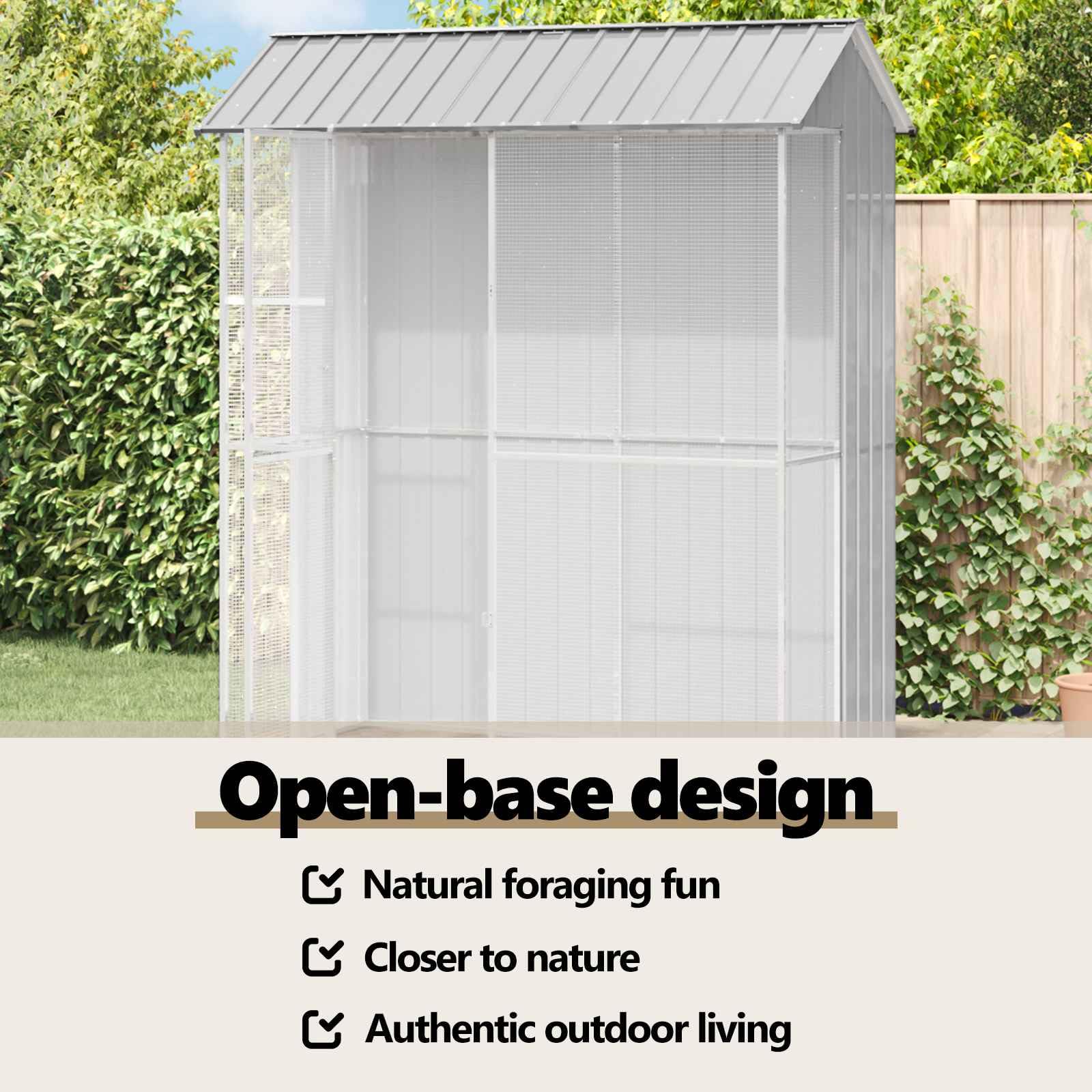 vidaXL Jaula para Aves Gris 215 x 110 x 247 cm Acero Galvanizado, Hábitat Moderno para Aves, Jaula Exterior, diseño Duradero para jardín y terraza