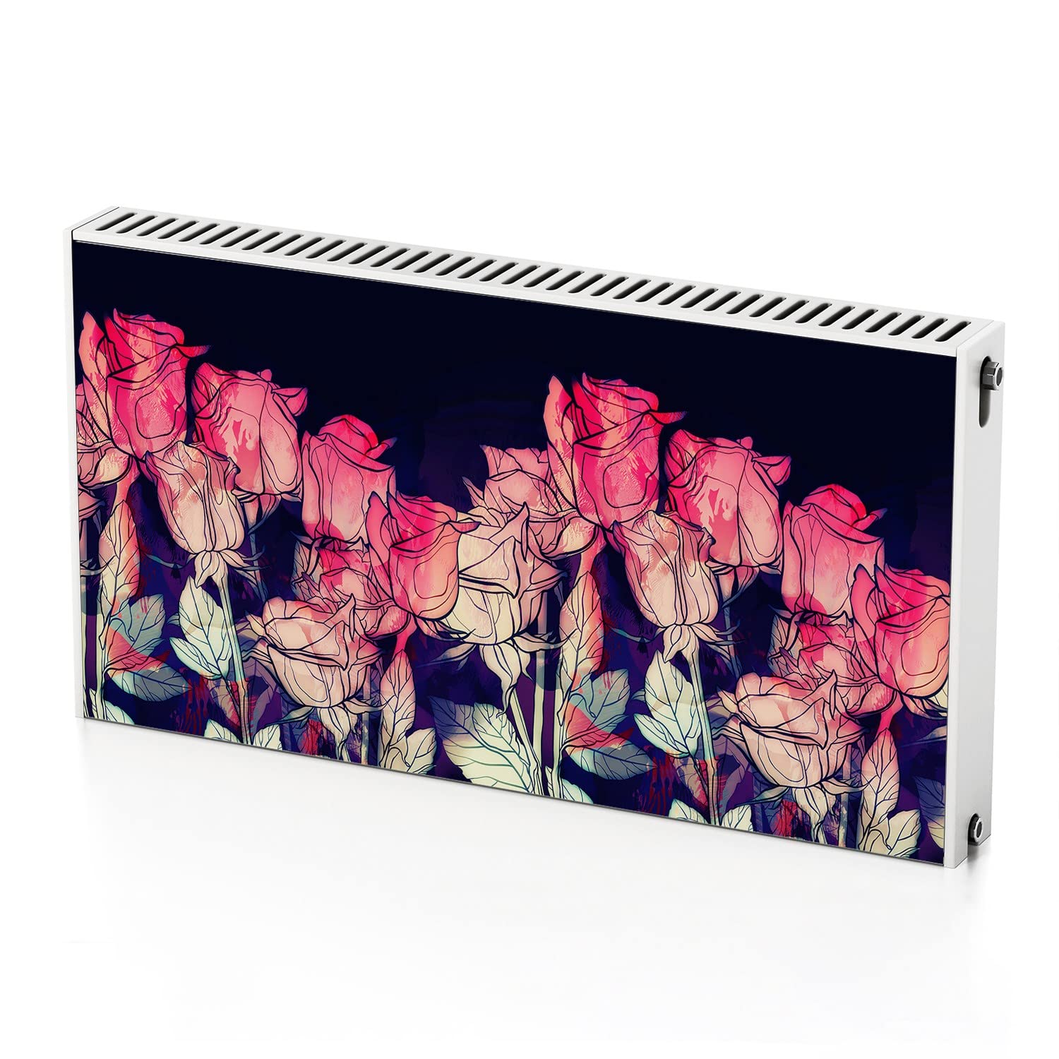 Cubierta magnética para radiador Coloray lavable que protege de quemaduras y decora con rosas