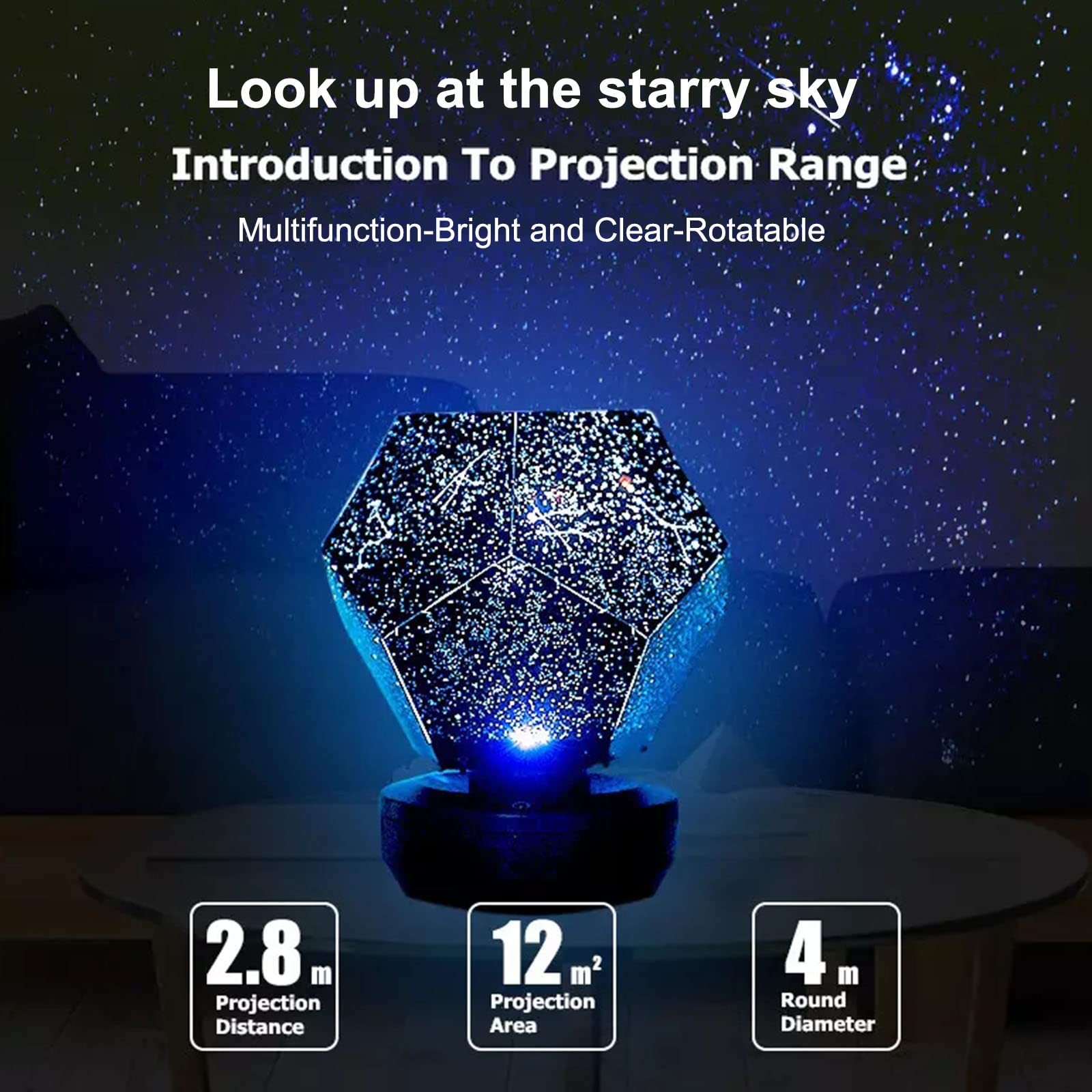 Luce Notturna Cielo Stellato, Proiettore per Bambini Dimmerabile Girevole Multifunzione con Sincronizzazione Musicale Utilizzato Decorazione della Cameretta Bambini in Camera da Letto
