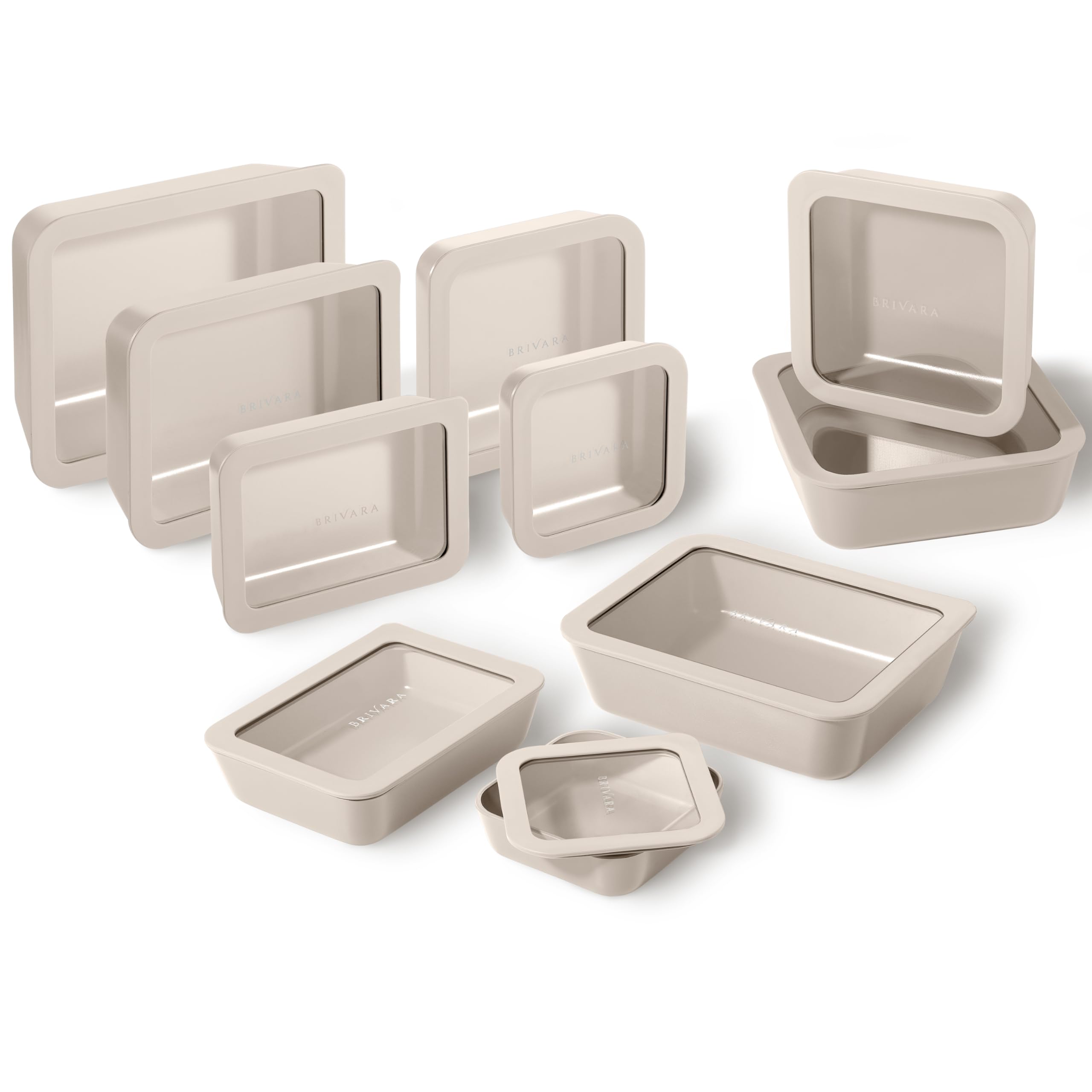 BRIVARA HOME Ceramic Coated Glass Food Storage Containers