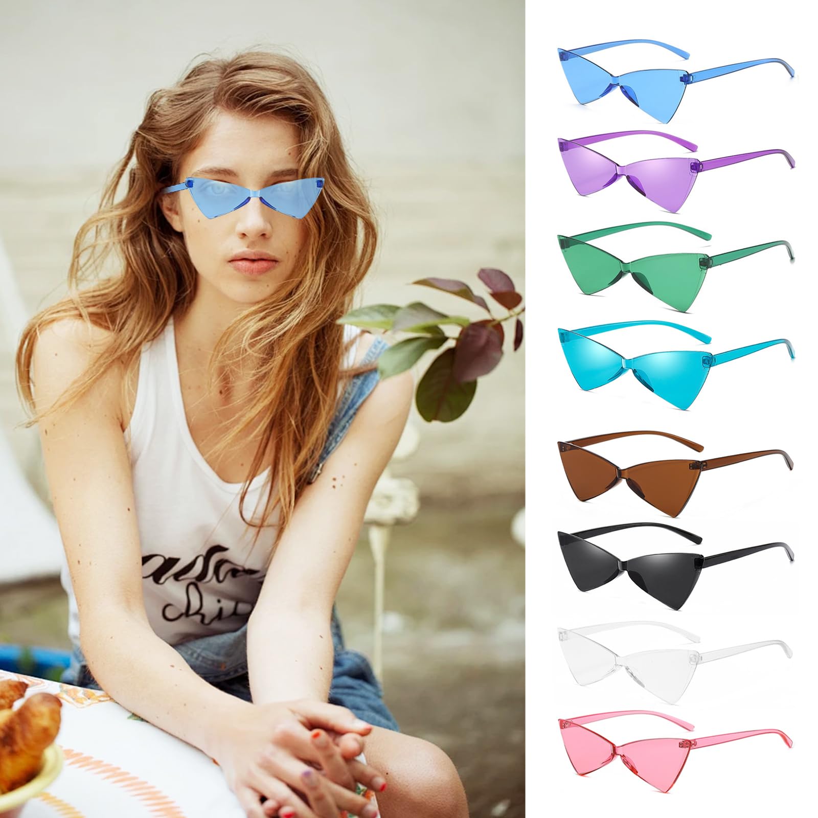 dogmoon arty Glasses, 12 PCS Triangle Festival Glasses, Party Glasses, Funky Glasses, Hippie Rimless Glasses - Image 4