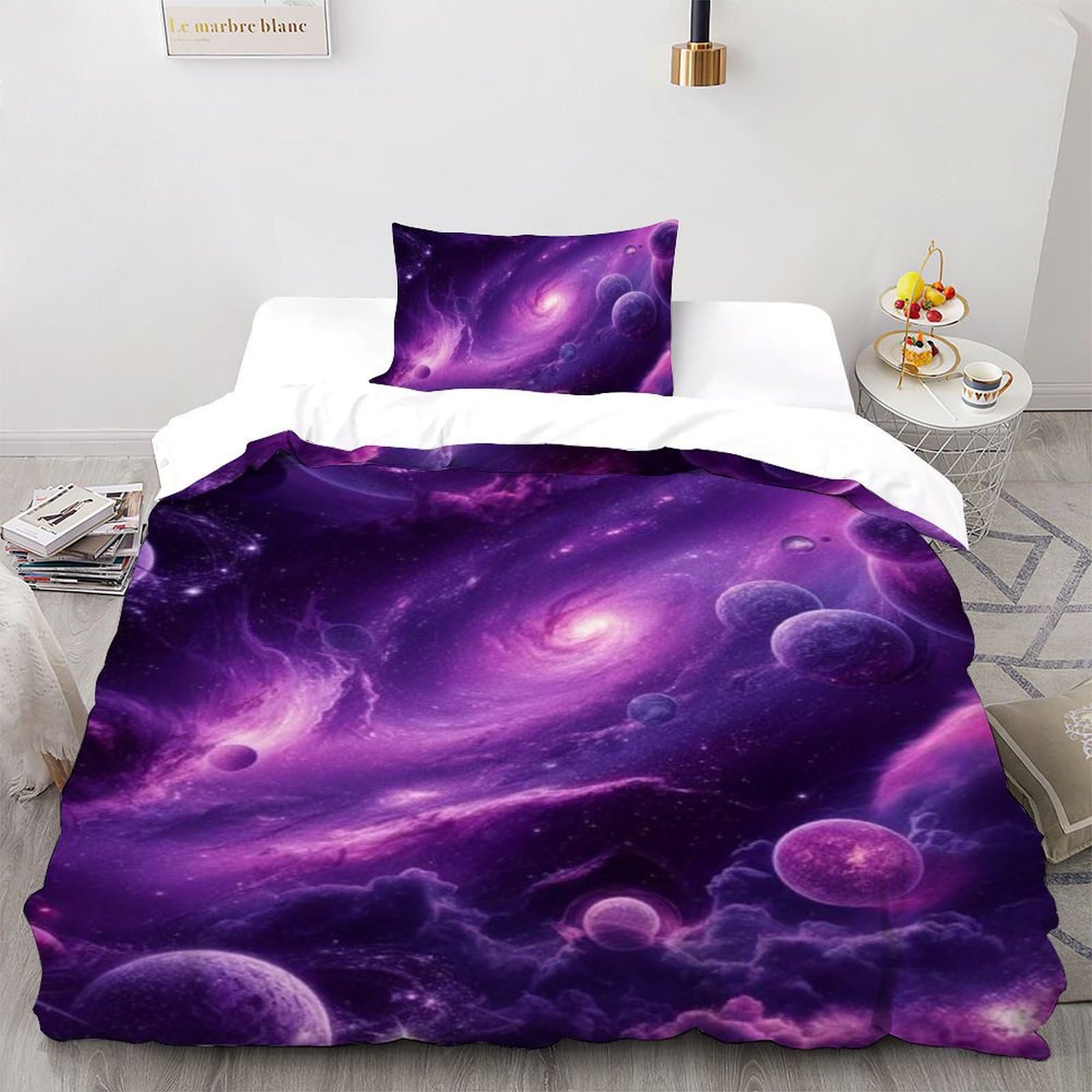 Housse de couette 135x200cm ciel étoilé pour lit enfant facile à border