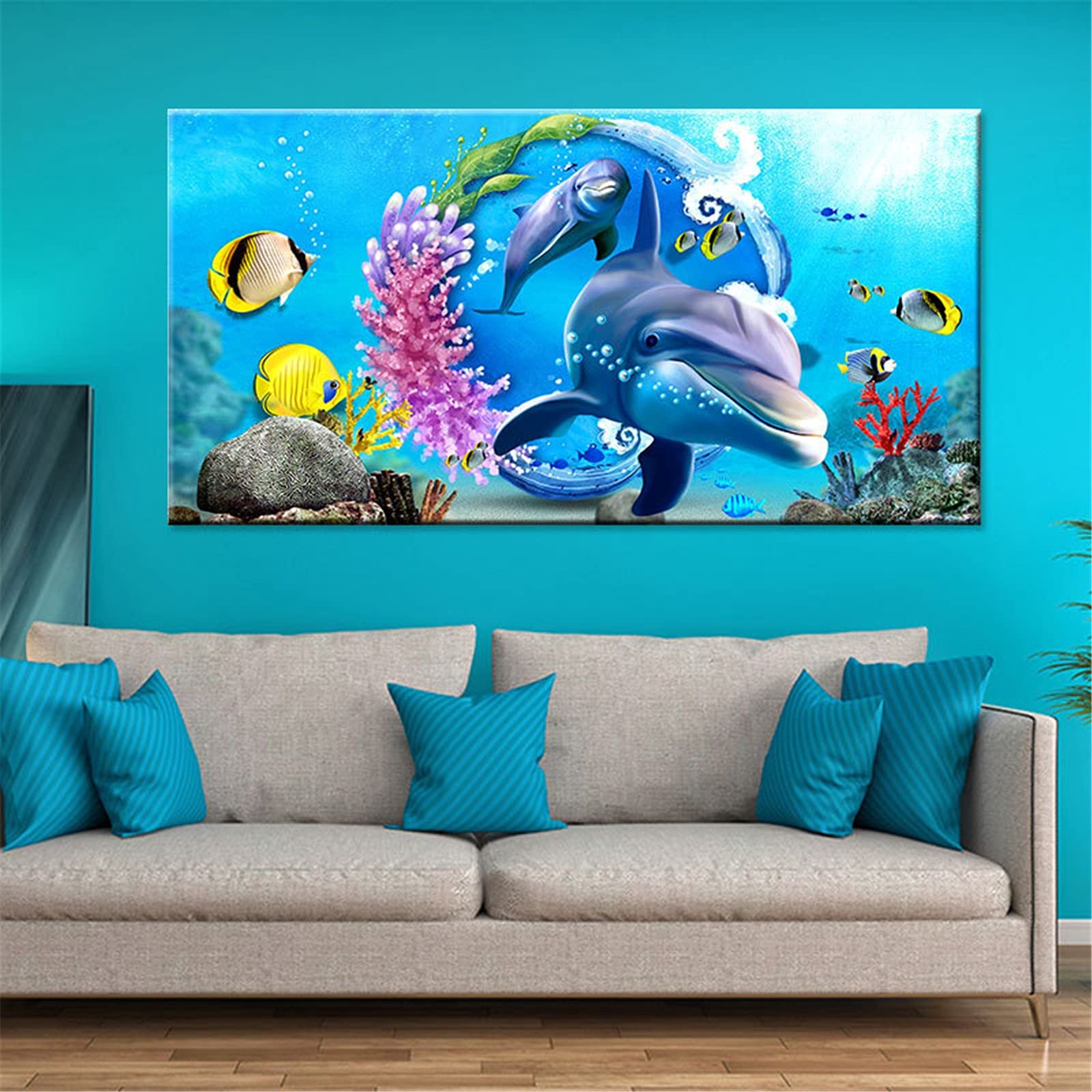 Zariocy Kit Diamond Painting 5D Fai Da Te – Delfino Al Tramonto – Dimensioni 30x40 Cm – Completo Di Tela, Diamanti Rotondi, Strumenti – Decorazione Parete Casa