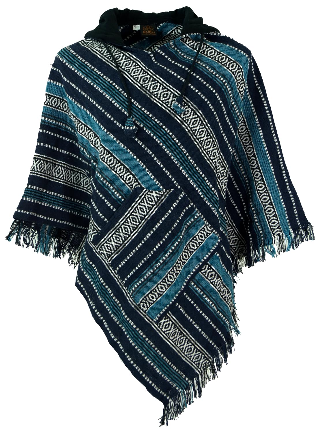 GURU SHOP Unisex Poncho Hippie Chic, Andenponcho mit Fransen, Herren/Damen
