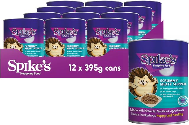 Spike's | Hedgehog Food, Scrummy Meaty Supper | Delicious & Nutritious with Added Vitamins & Minerals | High Moisture Content for Extra Hydration | Made in the UK (12 x 395g Cans)