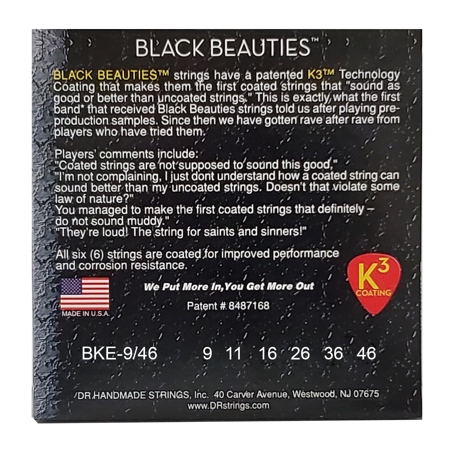 DR Strings BLACK BEAUTIES™ - BLACK Coloured Electric Guitar Strings: Light to Medium 9-46 - Image 2