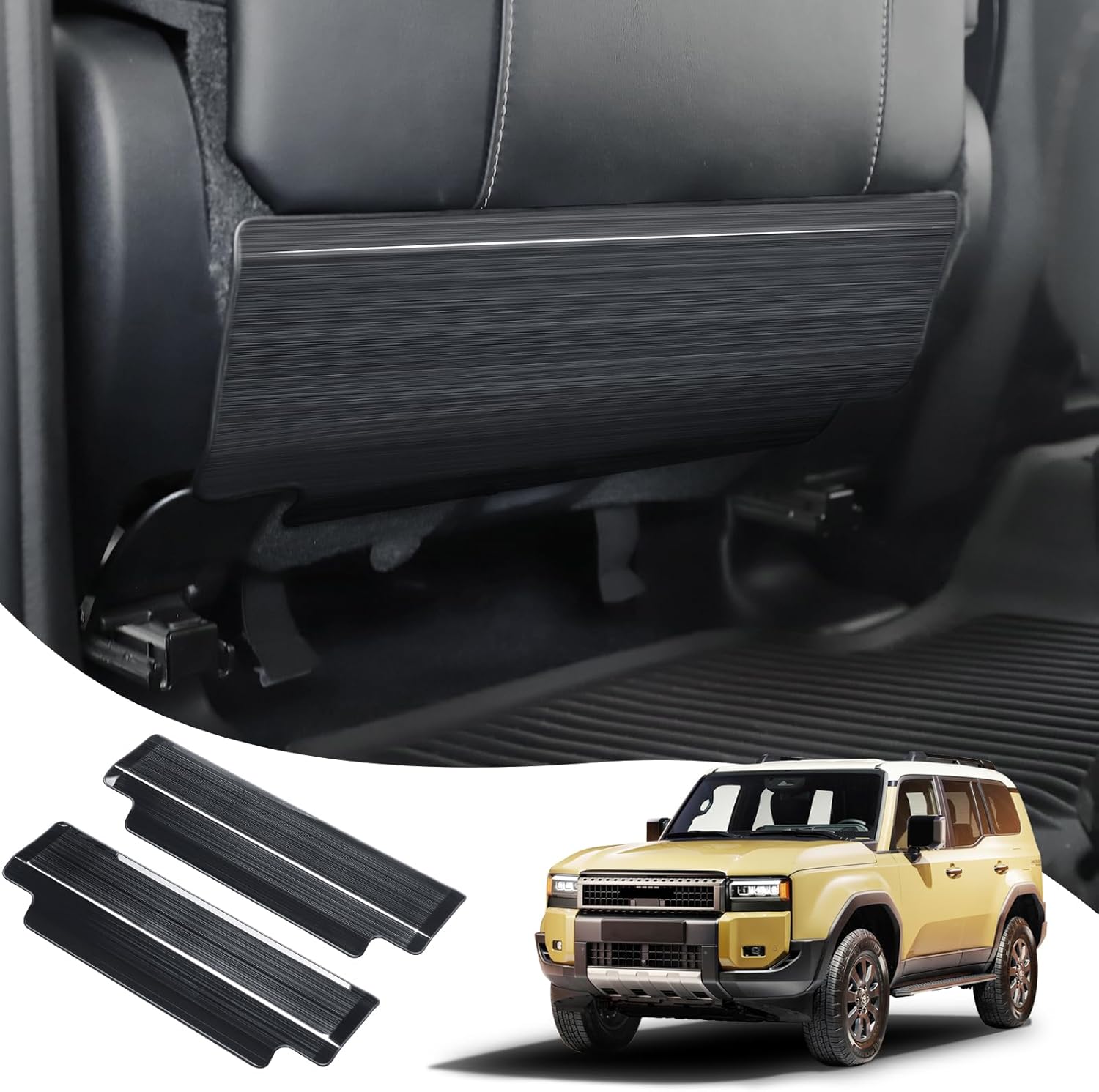 Stainless Steel seat Protection Plate is Suitable for The Toyota 2024 2025 2026 Land Cruiser 1958 250 First Edition LC250 Internal Anti Kick Decorative Panel Modification Accessories (Black)