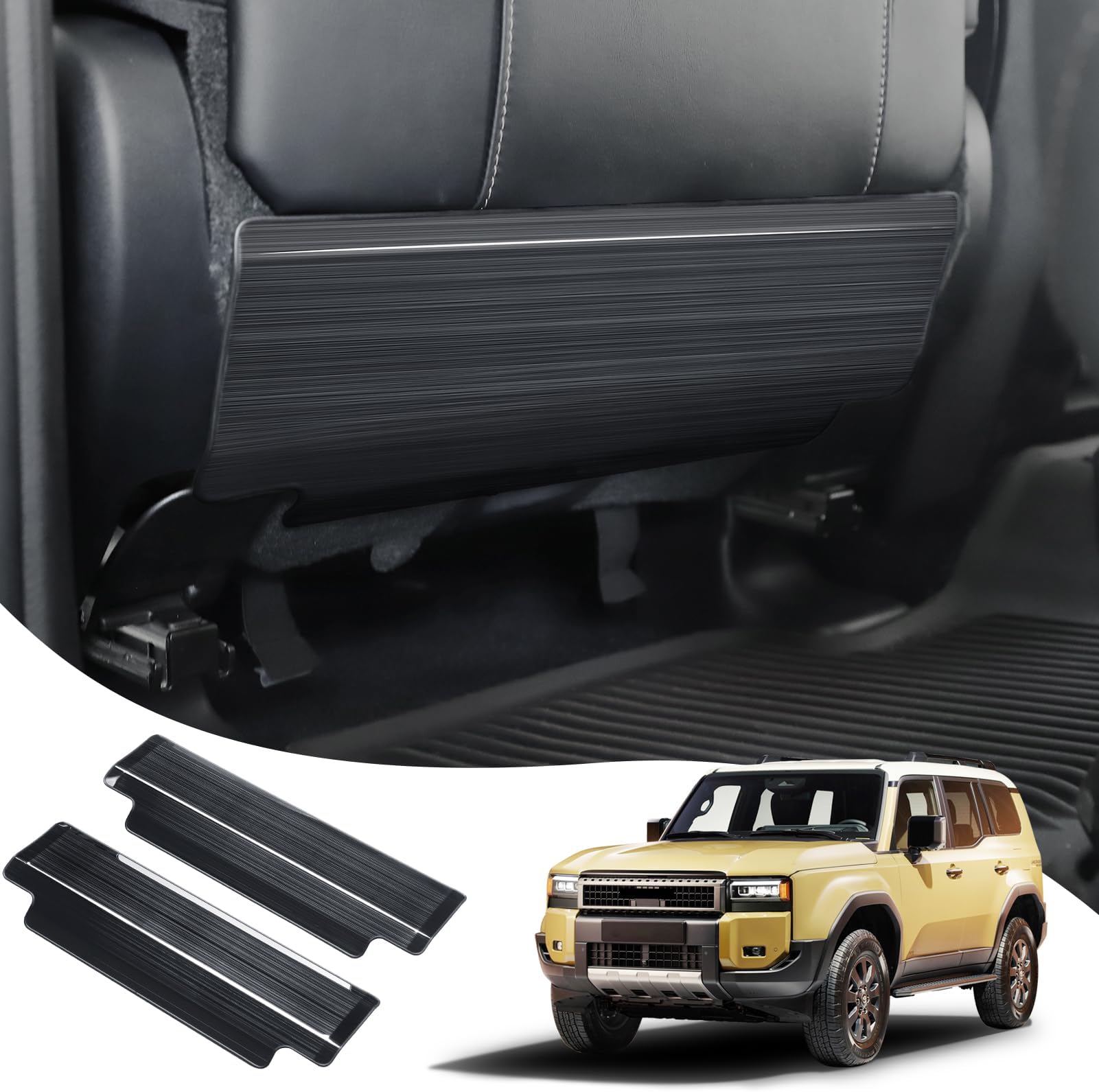 Stainless Steel seat Protection Plate is Suitable for The Toyota 2024 2025 2026 Land Cruiser 1958 250 First Edition LC250 Internal Anti Kick Decorative Panel Modification Accessories (Black)