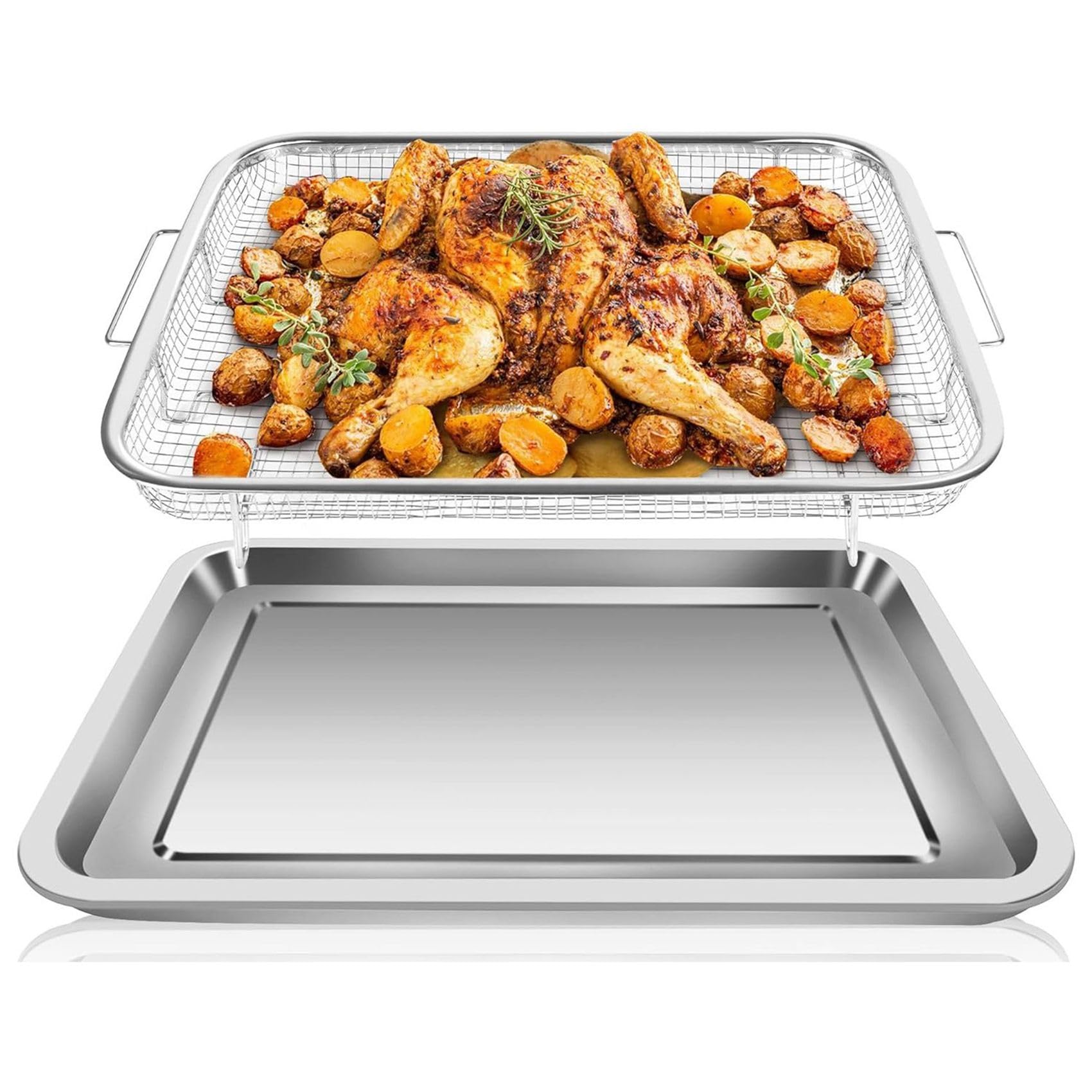 CTRLZS 1Set Air Fryer Basket Air Fryer Accessories Oven Rack and Crisper Tray Nonstick for Oven
