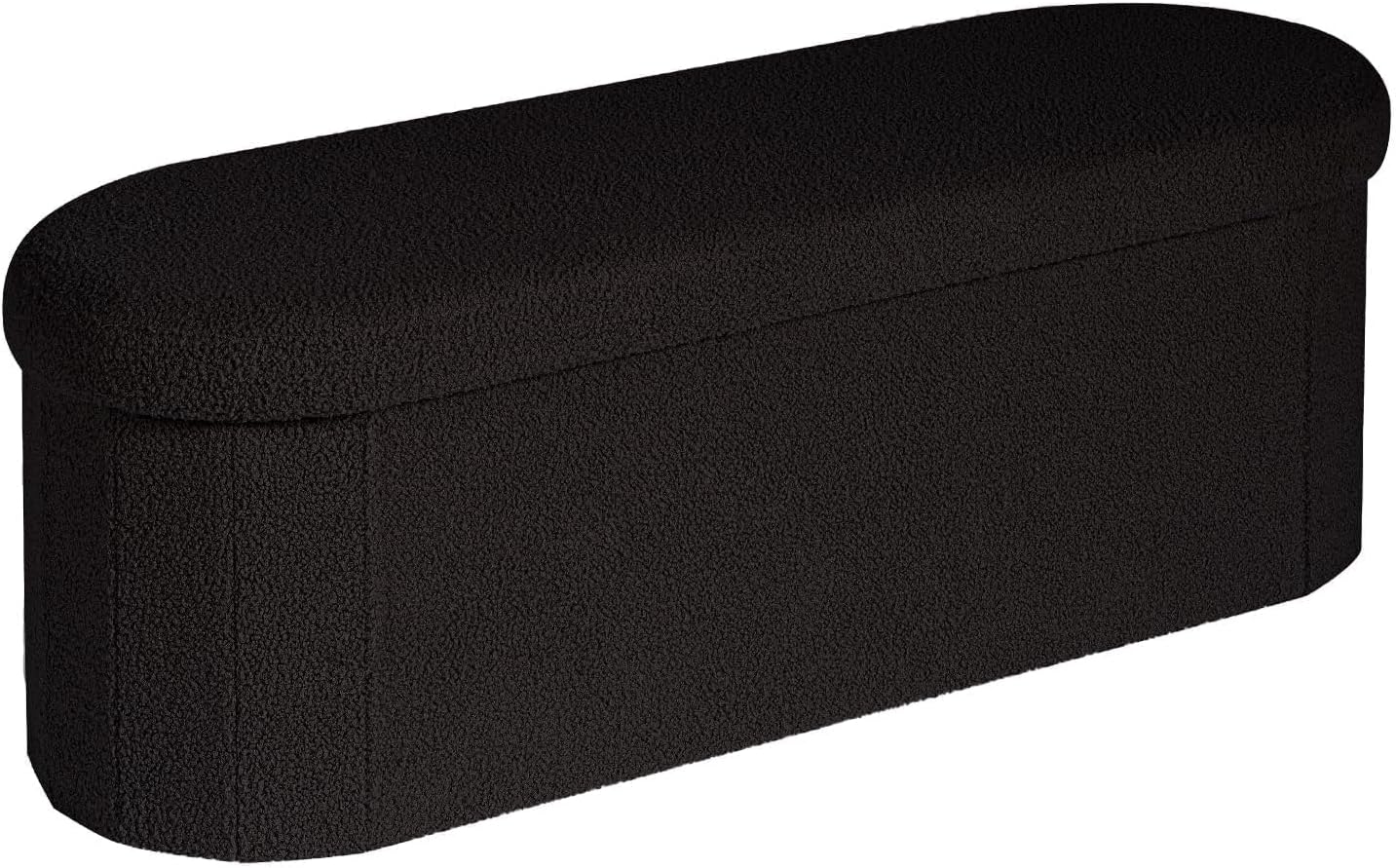 B FSOBEIIALEO Ottoman with Storage for Living Room, Sherpa Folding Storage Ottoman Foot Rest, 43.3 Inches Collapsible Bedroom Bench Black 43.3"*15"*15" Black