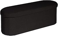 Vista 1 de B FSOBEIIALEO Otomano con almacenamiento para sala de estar, otomano plegable de almacenamiento con reposapiés Sherpa, banco plegable de 43.3 Negro