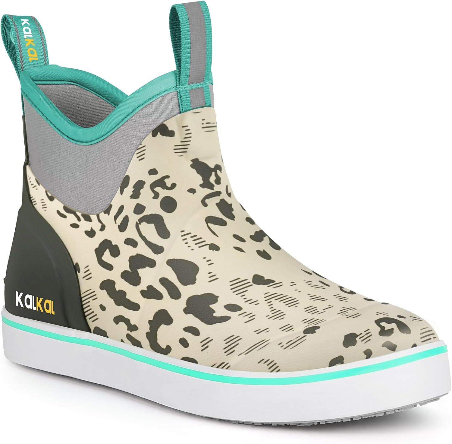 Kalkal Women's Deck Boots, Waterproof Ankle Rain Boots Fishing Boots with High Traction, Women's Rubber Boots For Gardening Fishing Boating Camping