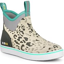 Kalkal Womens Deck Boots, Waterproof Ankle Rain Boots Fishing Boots with High Traction, Womens Rubber Boots For Gardening Fishing Boating Camping